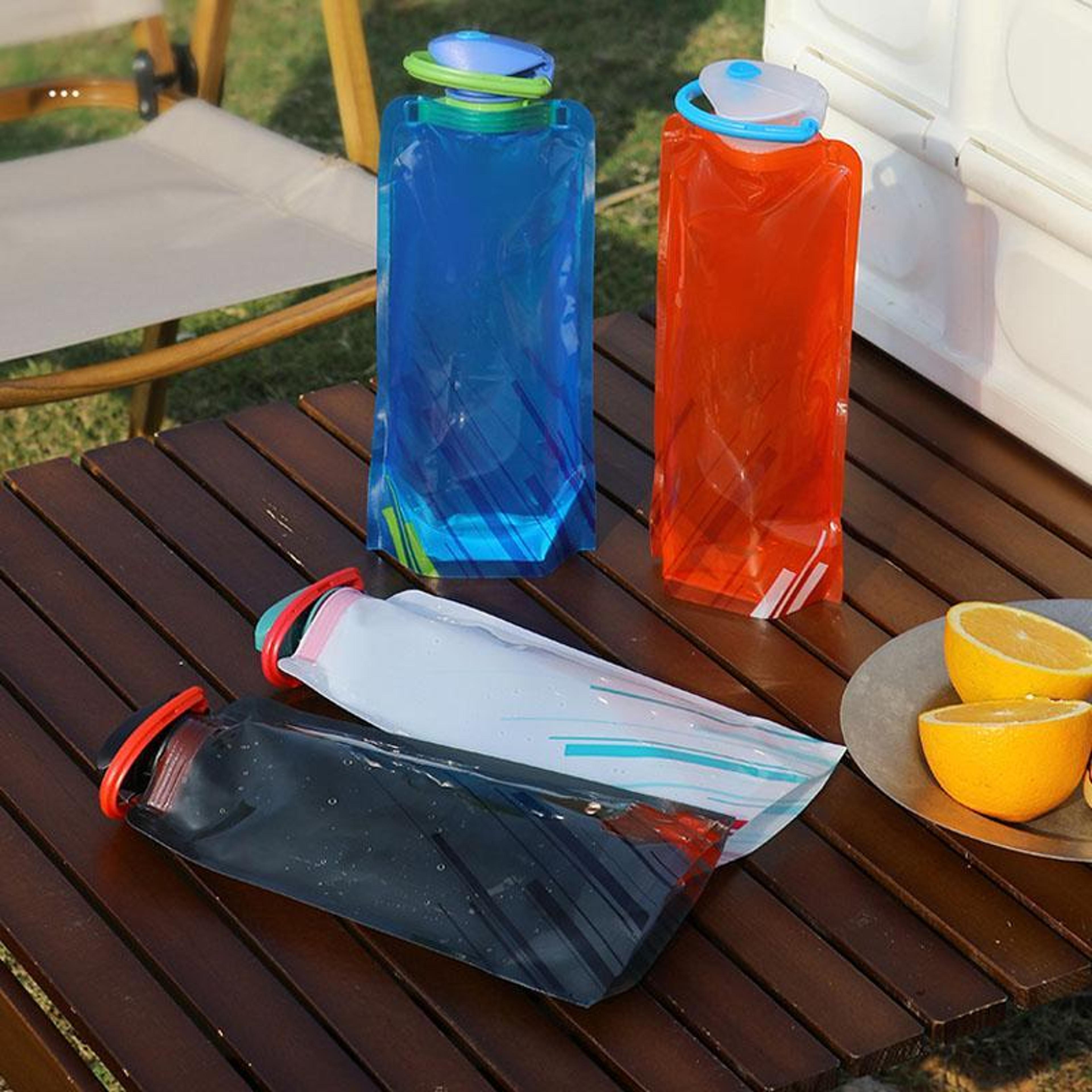 foldable hydration pack water bag 700ml bpa free portable collapsible water bottle for outdoor sports