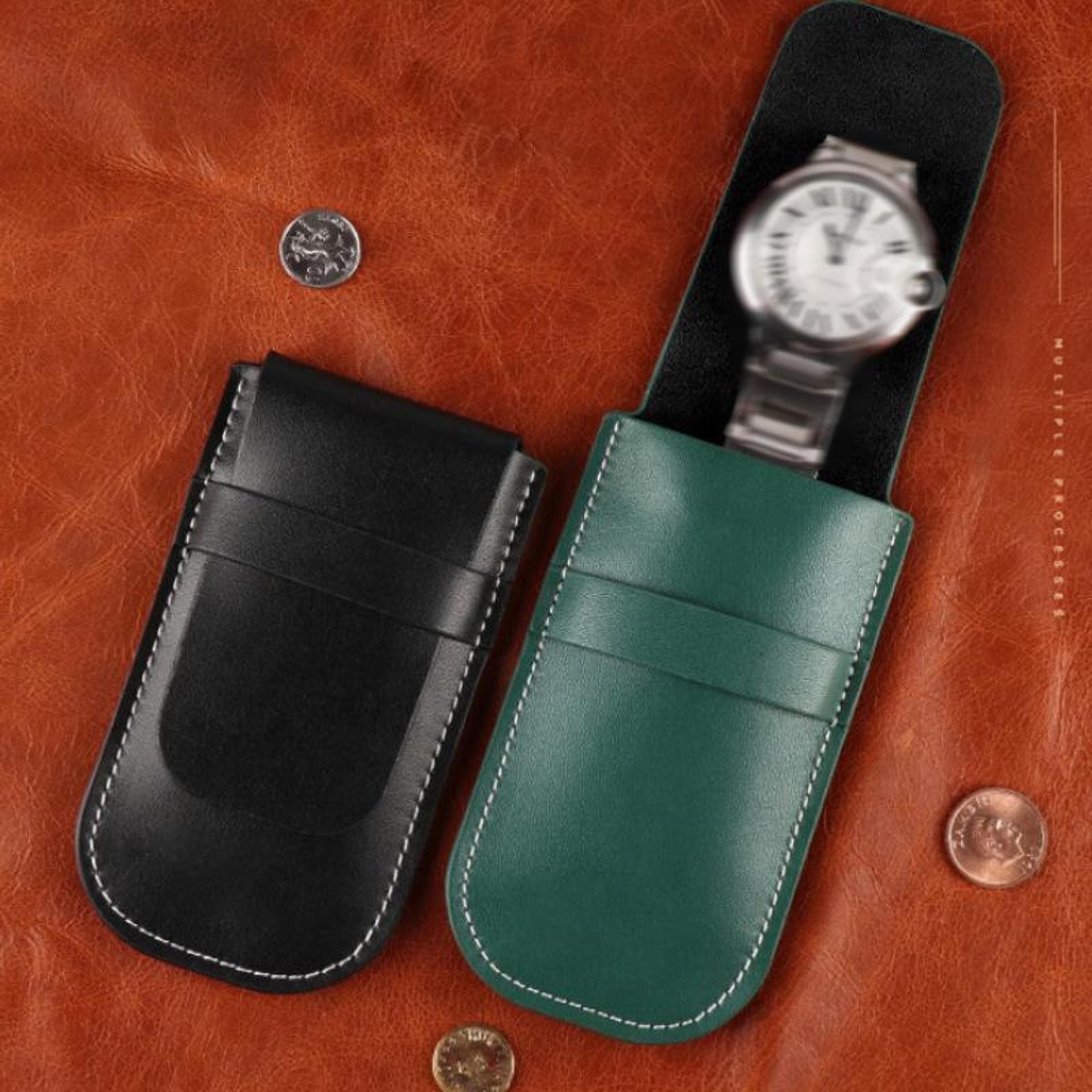 leather watch travel case for mechanical watches scratch resistant portable storage pouch