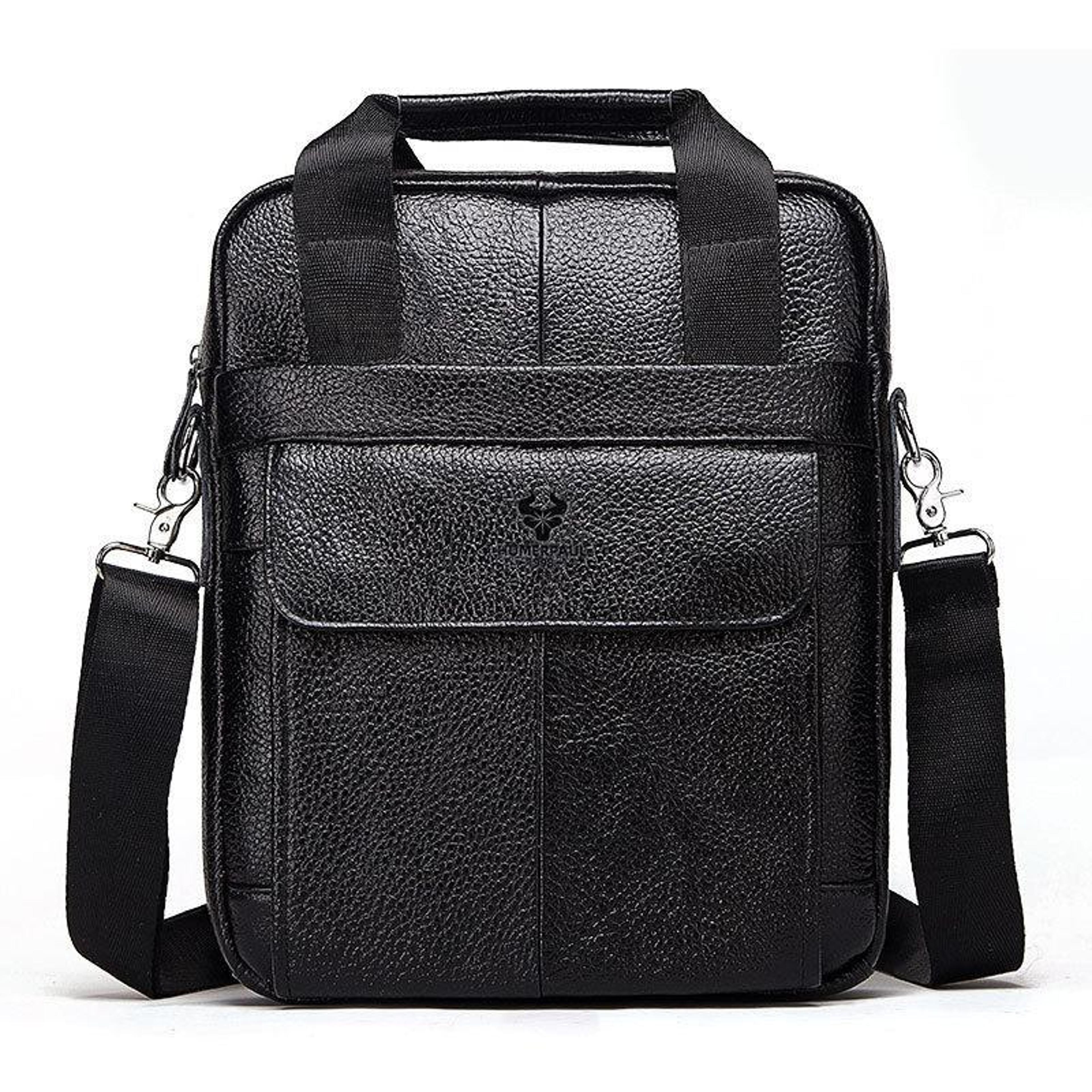 vintage leather messenger bag for men business commuter crossbody briefcase