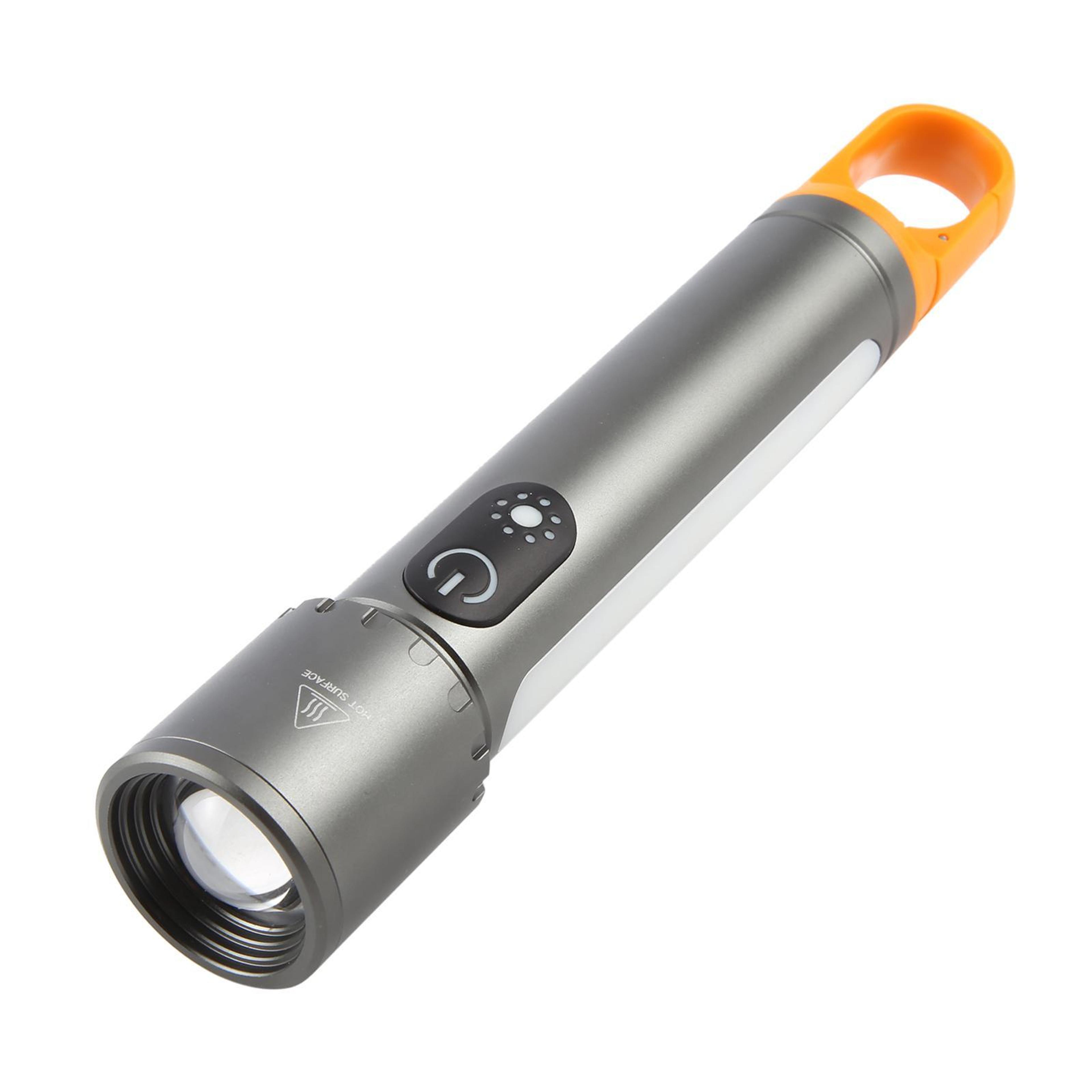 waterproof tactical flashlight with zoom & cob emergency light