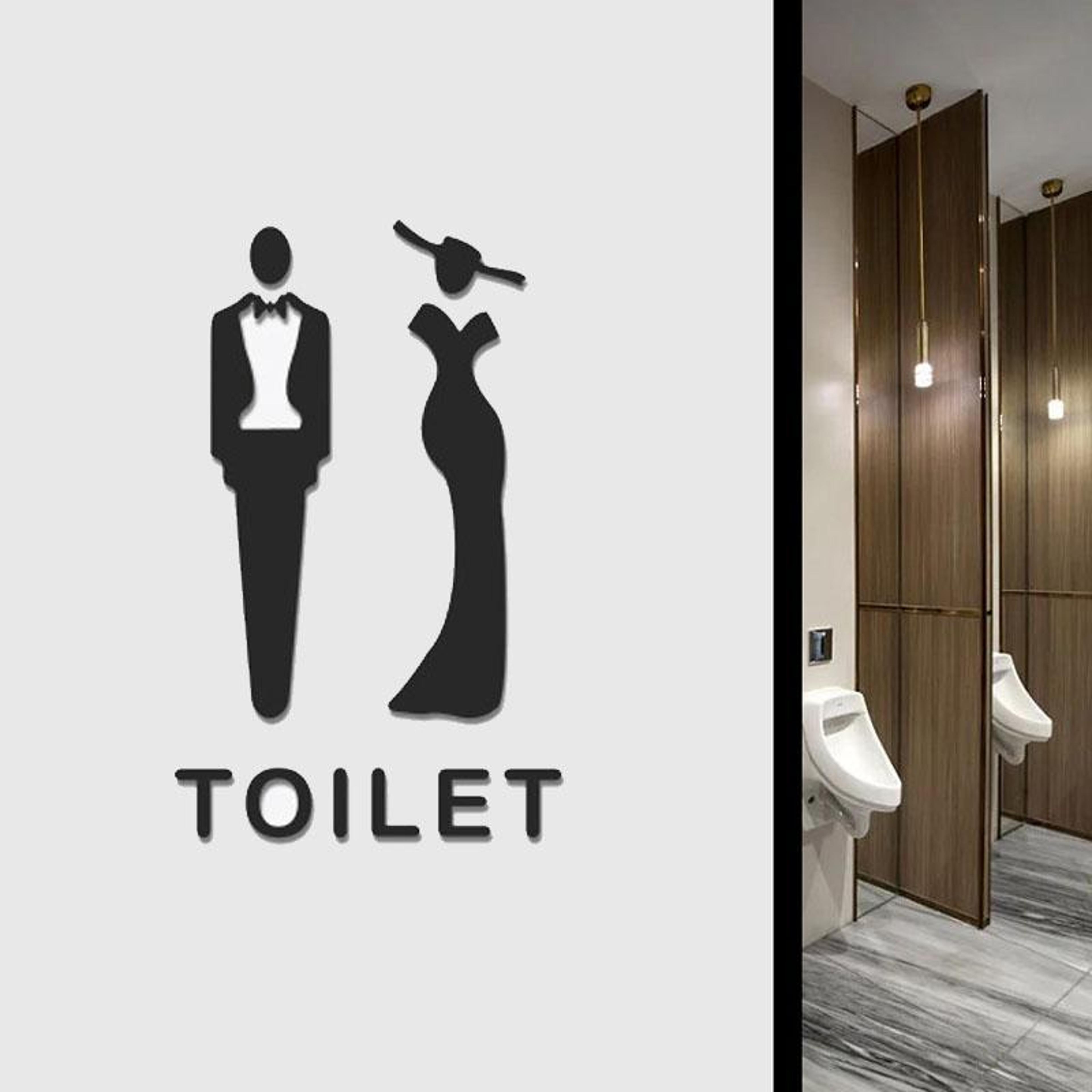 modern acrylic bathroom sign 3d restroom door sticker for hotels, offices & public spaces