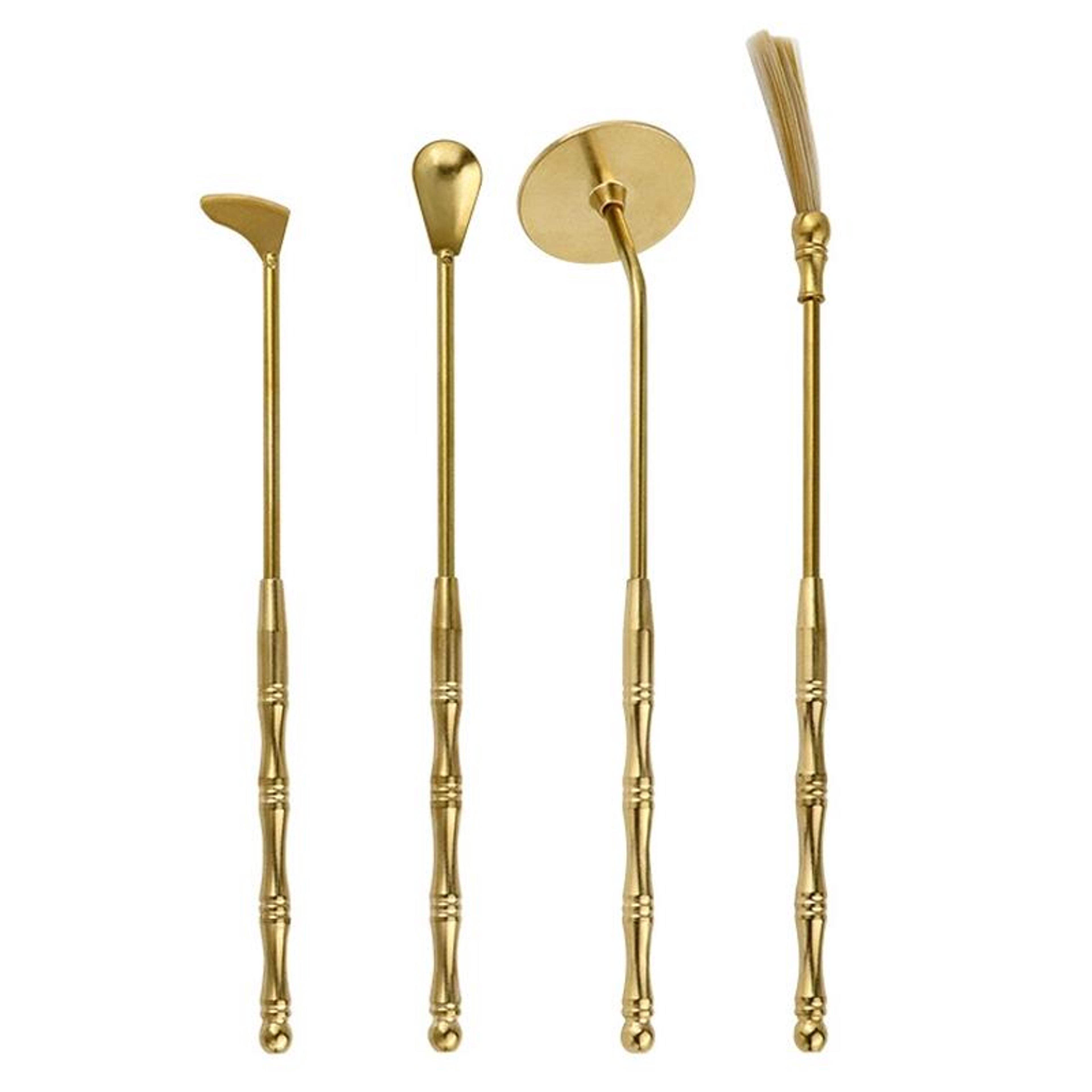brass incense tool set for ash pressing and aromatherapy rituals