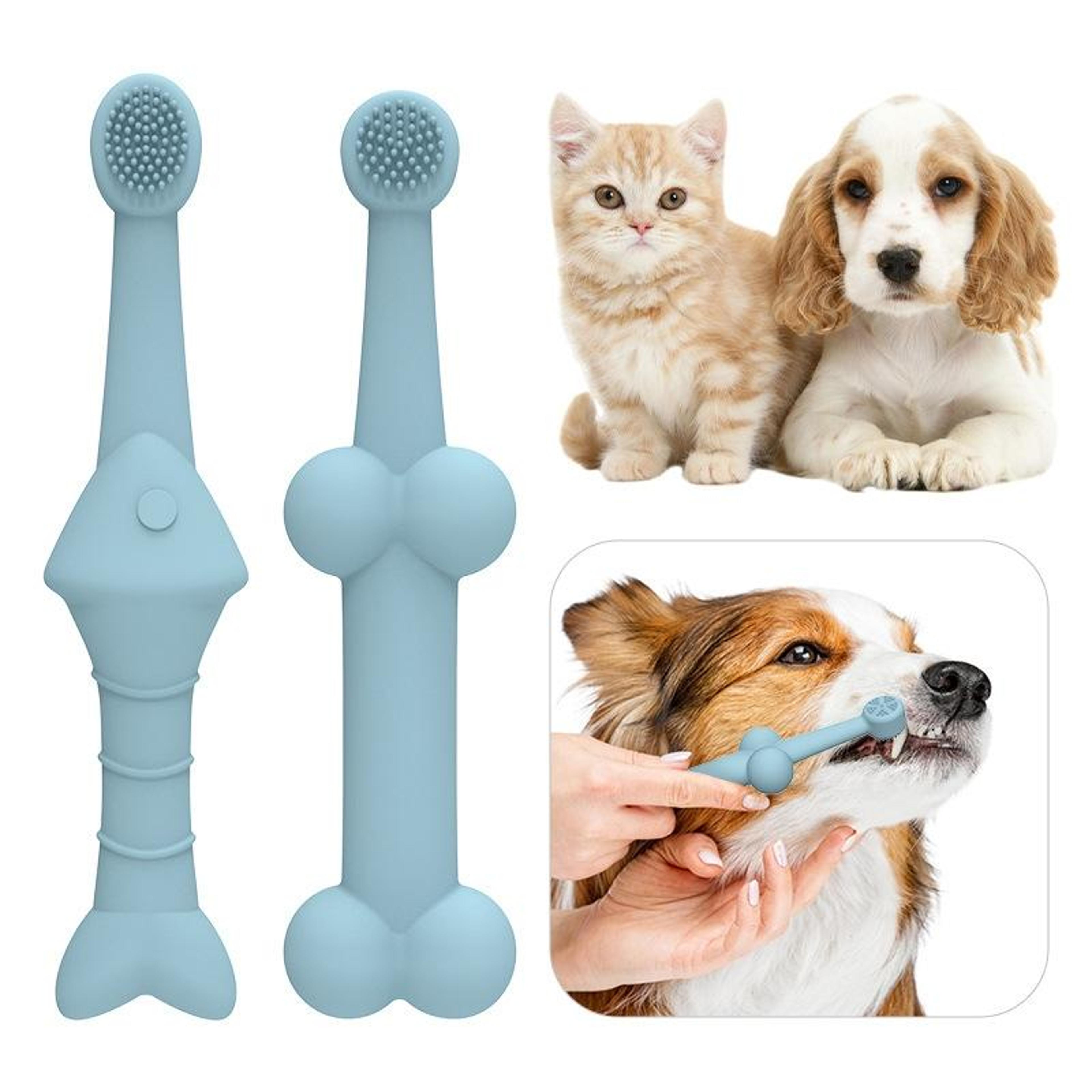 dual-sided pet toothbrush set for cats & dogs soft silicone dog toothbrush cleaner