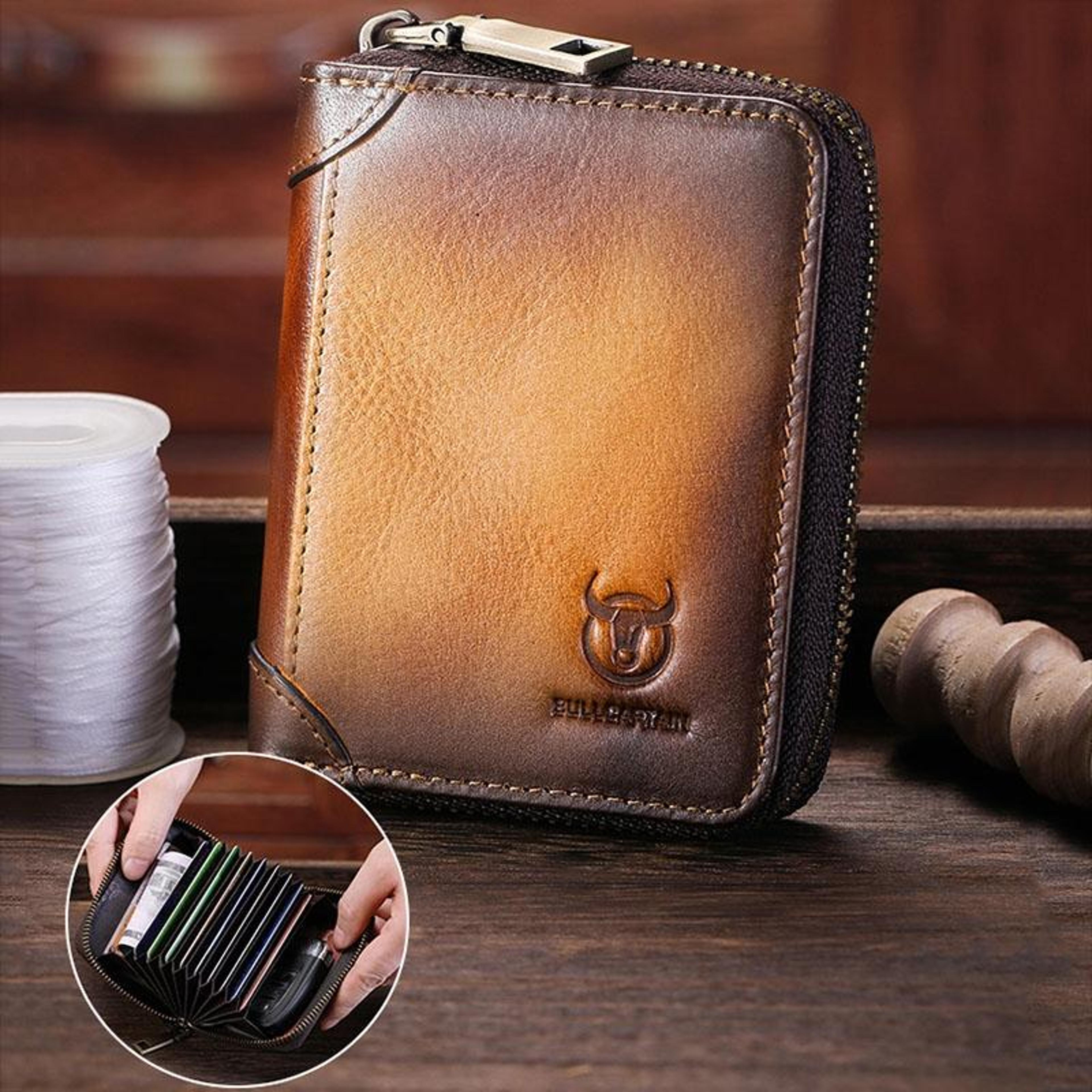 rfid blocking leather card holder wallet with multi card slots for men and women