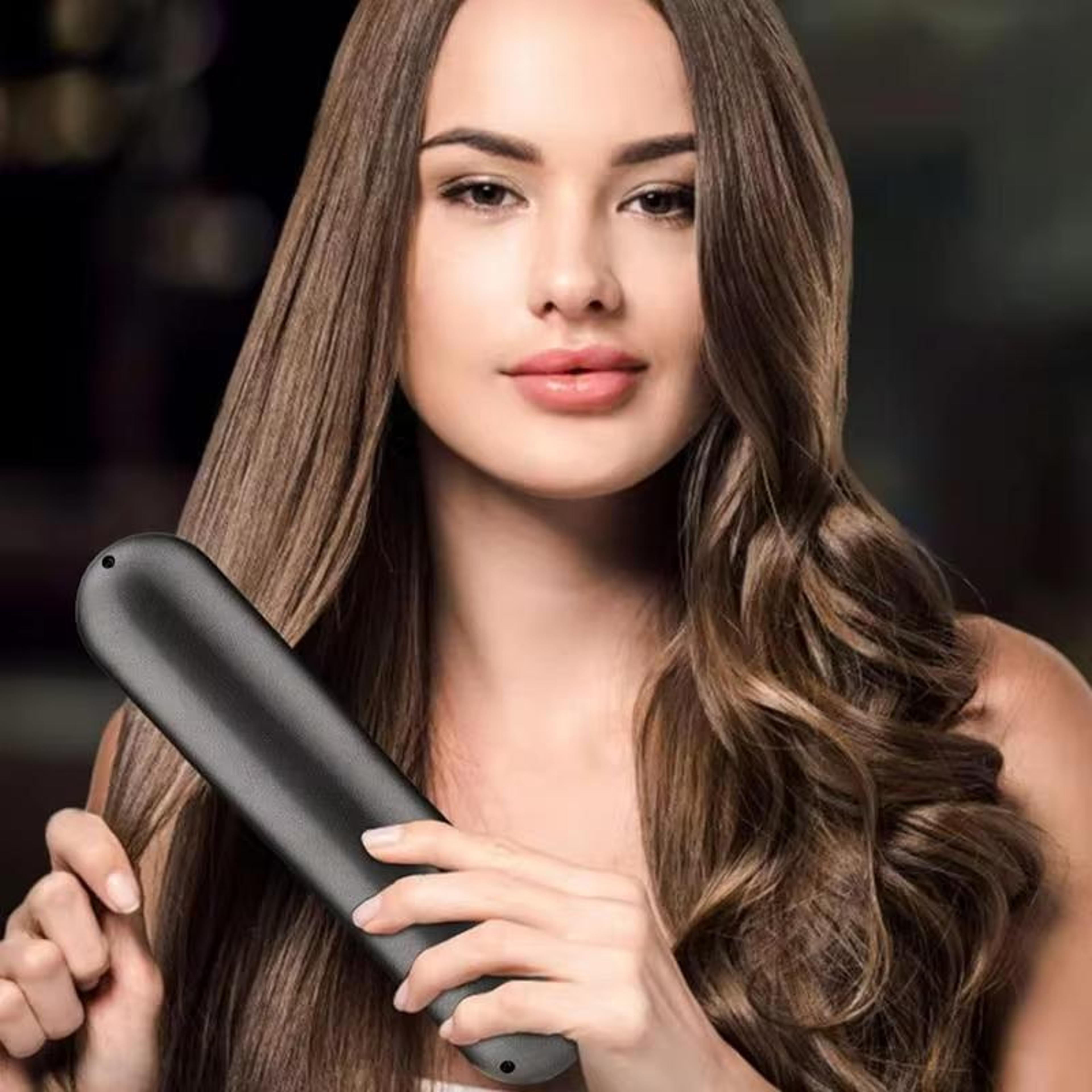 cordless hair straightening comb & curling iron, usb rechargeable styling tool