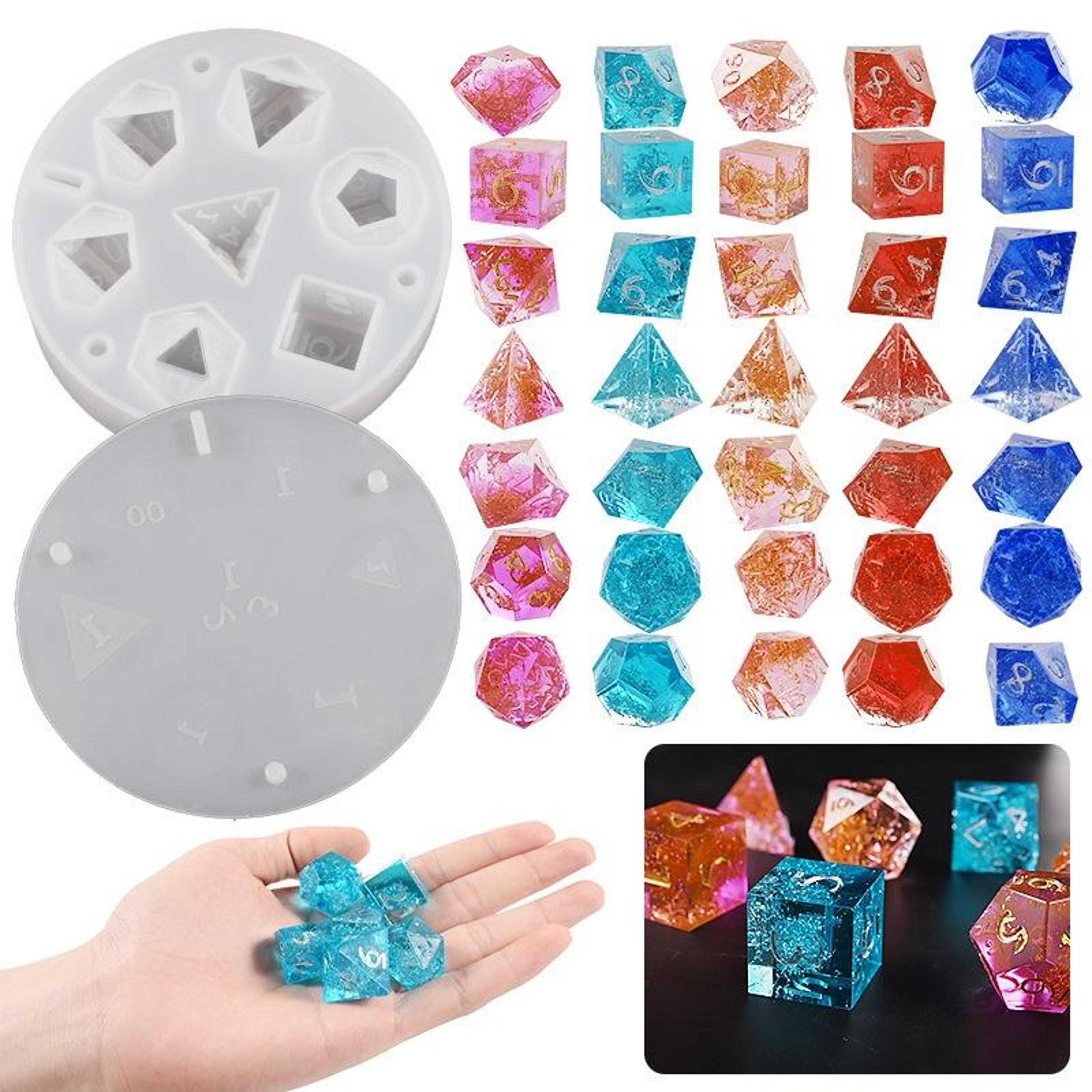 7 cavity premium silicone resin dice mold kit for polyhedral dice crafting