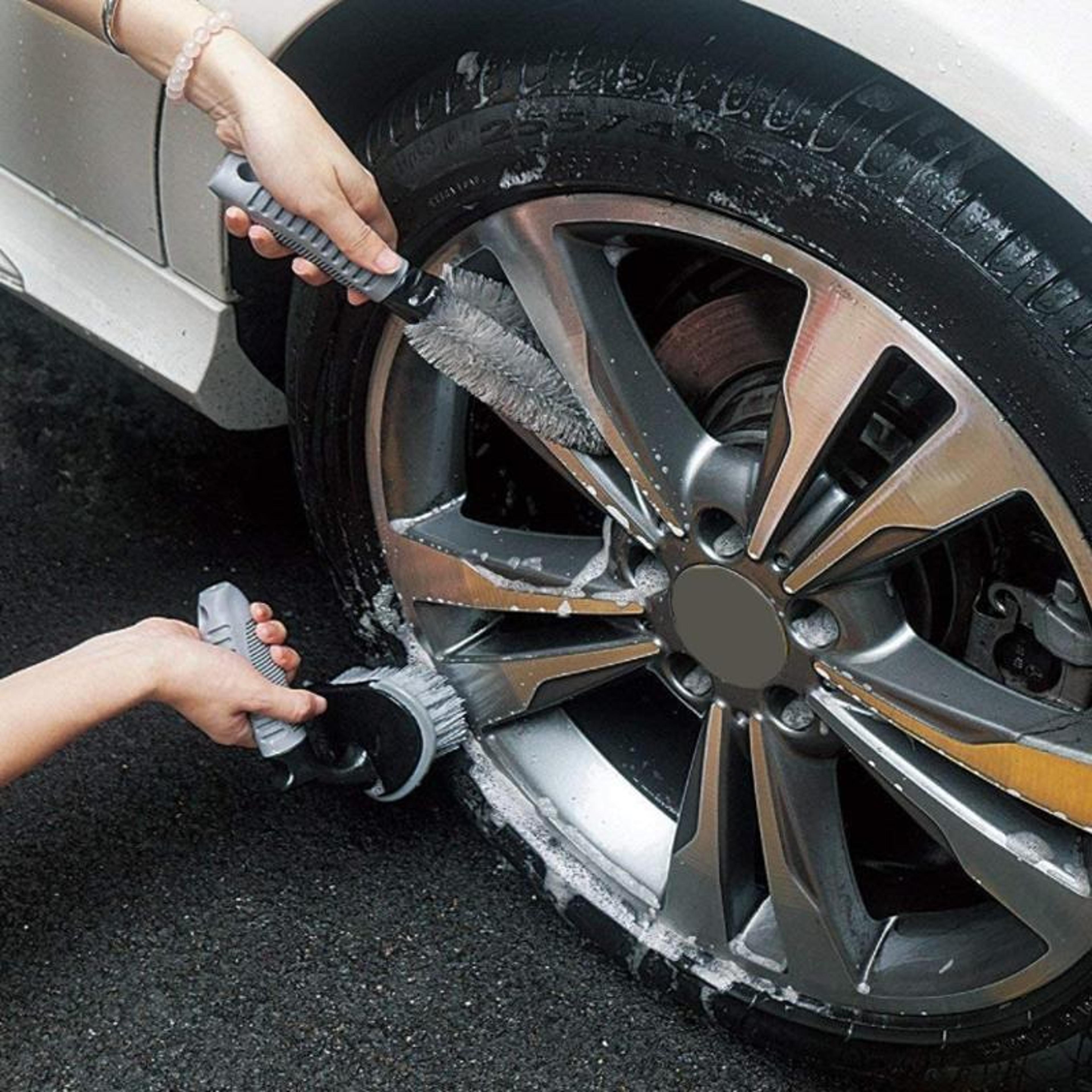 premium car cleaning brush set with tire scrub gloves for wheels, dashboard & interior detailing