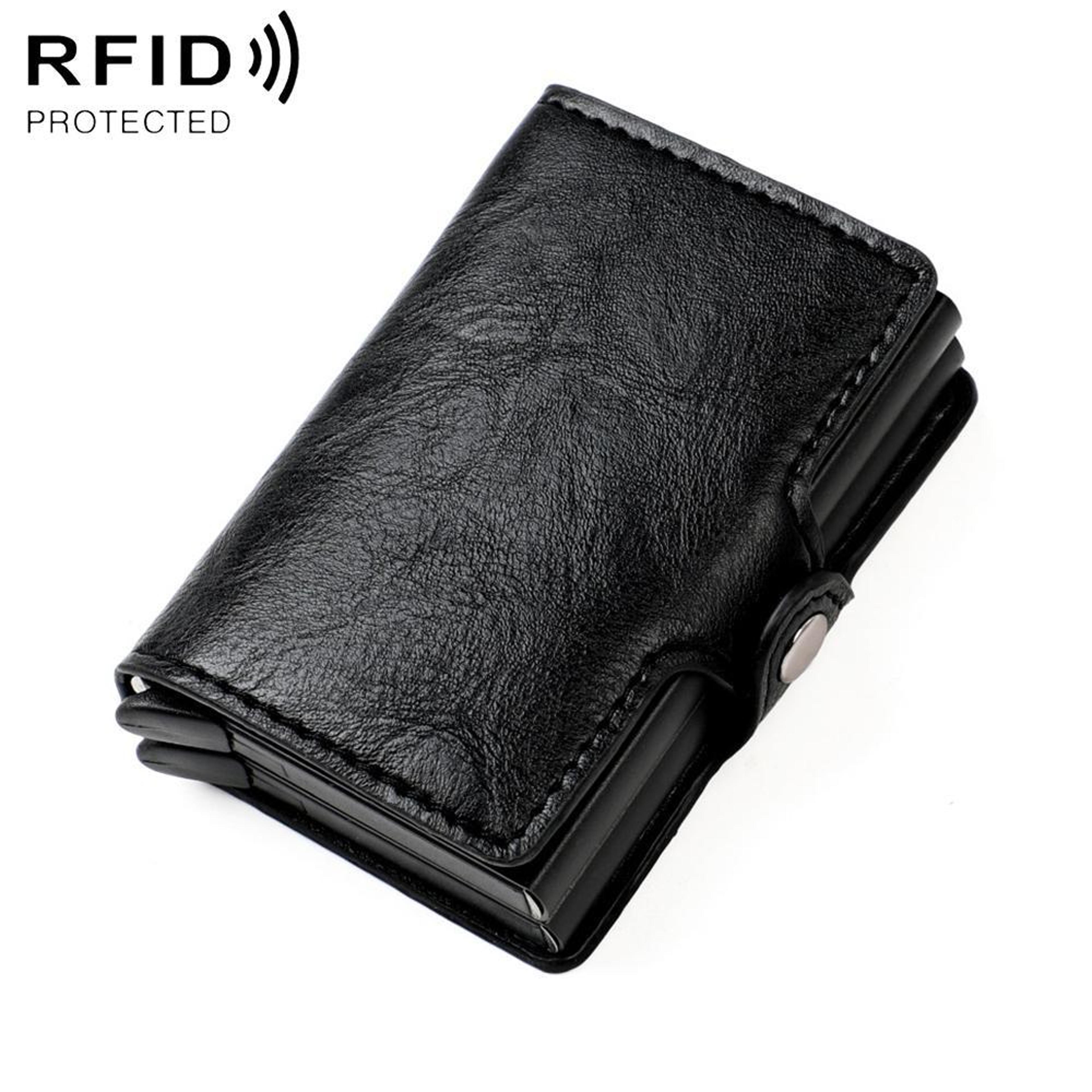crazy horse rfid aluminum wallet card holder for men and women