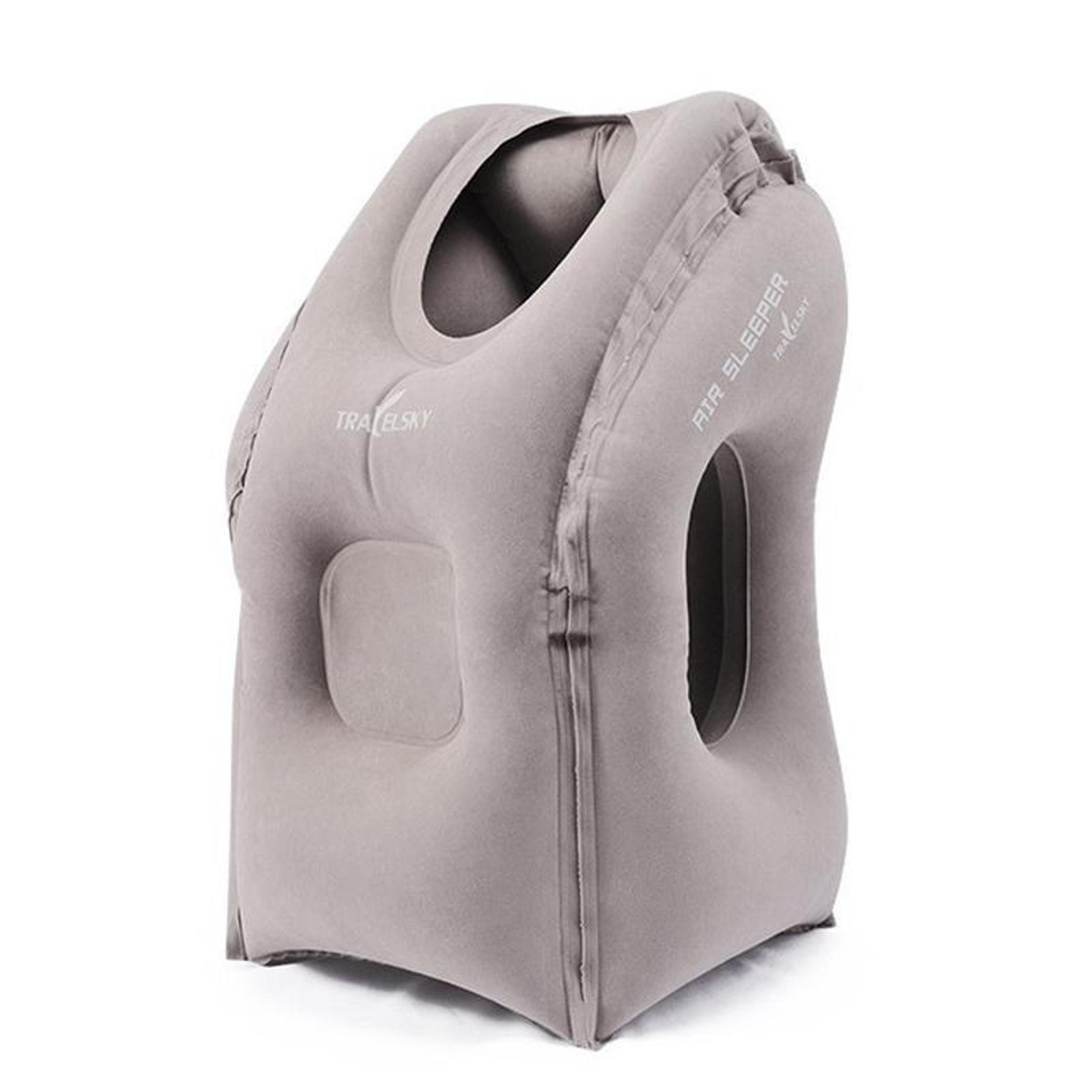 inflatable travel pillow for airplanes, office naps & neck support
