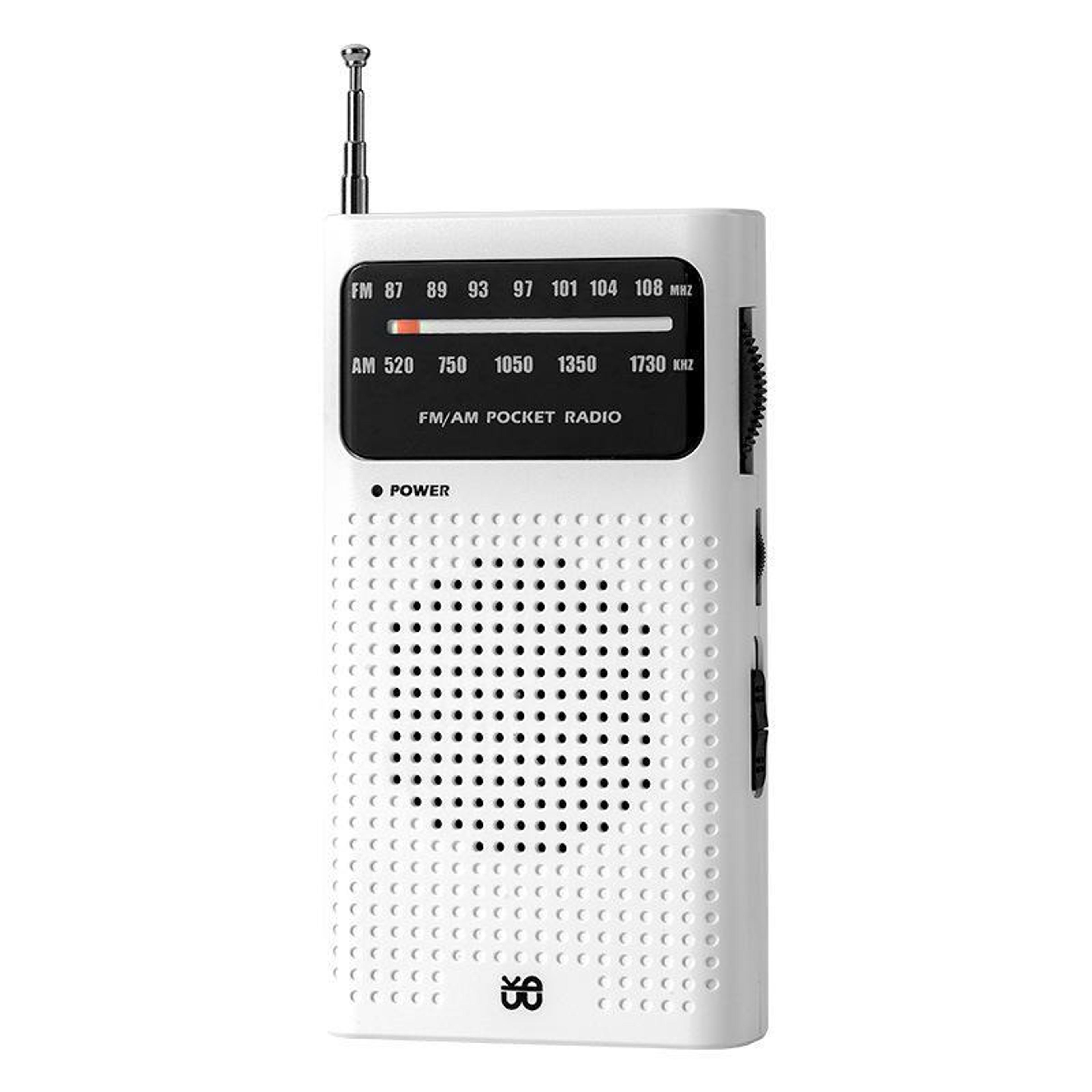 portable am fm radio pocket receiver with built-in speaker and headphone jack