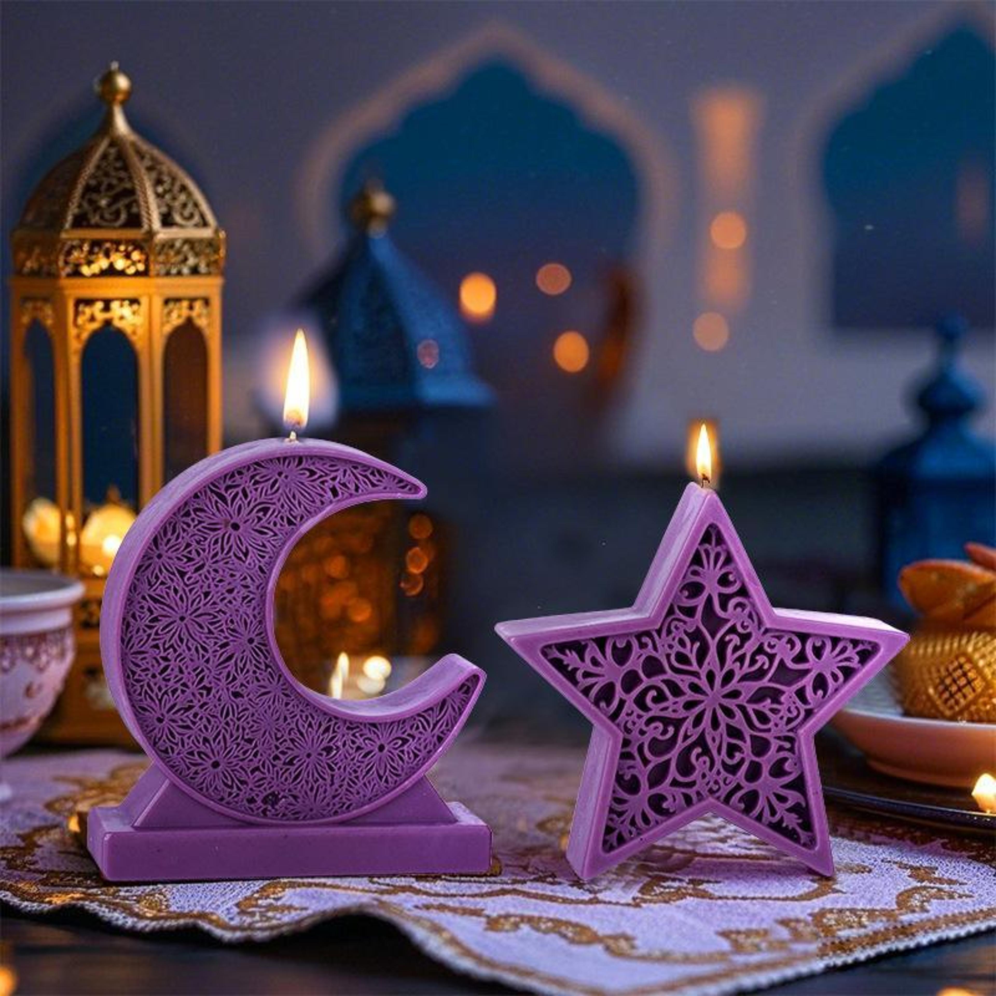 moon & star silicone candle mold for diy aromatherapy candles, soap & plaster crafts