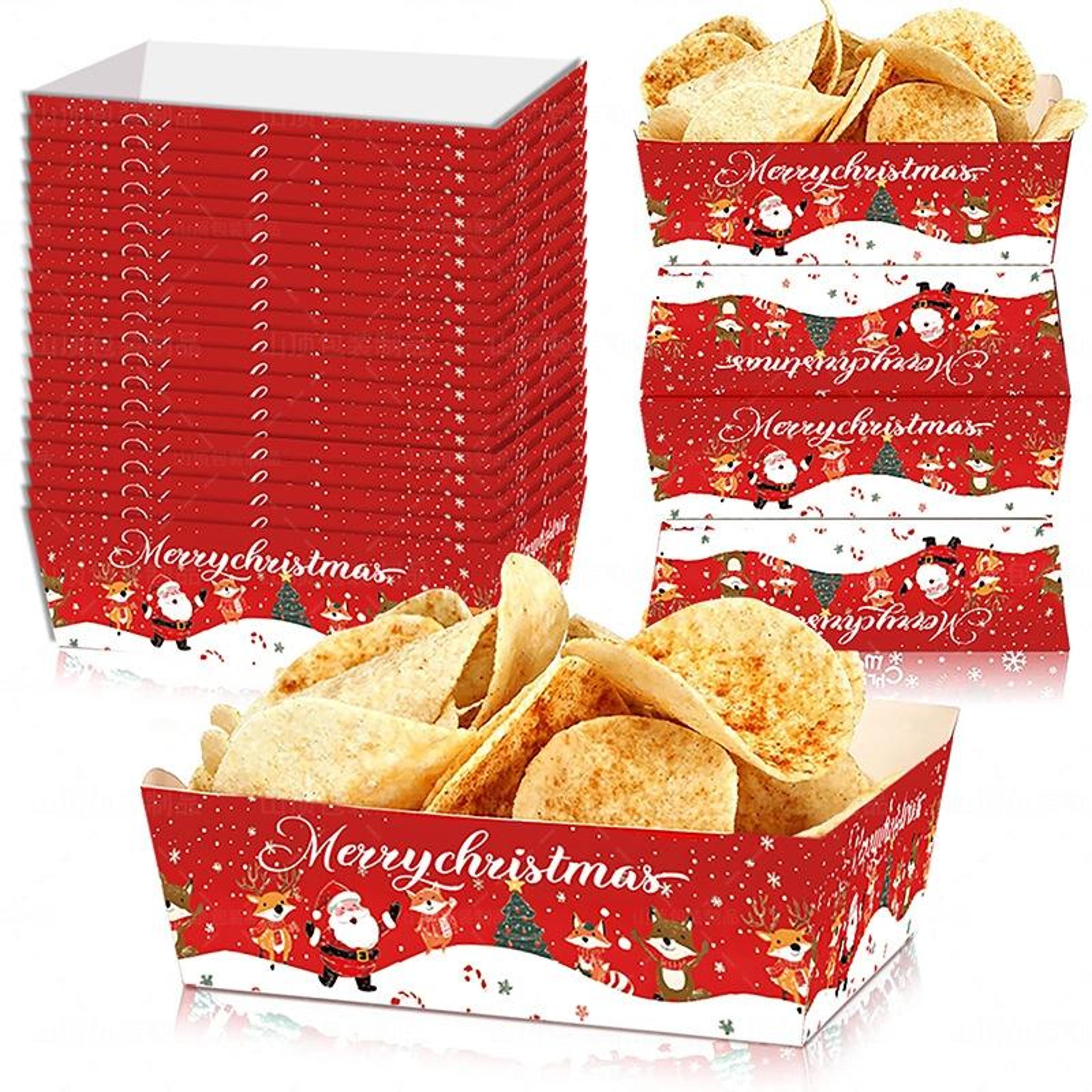 festive christmas snack trays 20pcs disposable paper food holders for fries cookies & party treats
