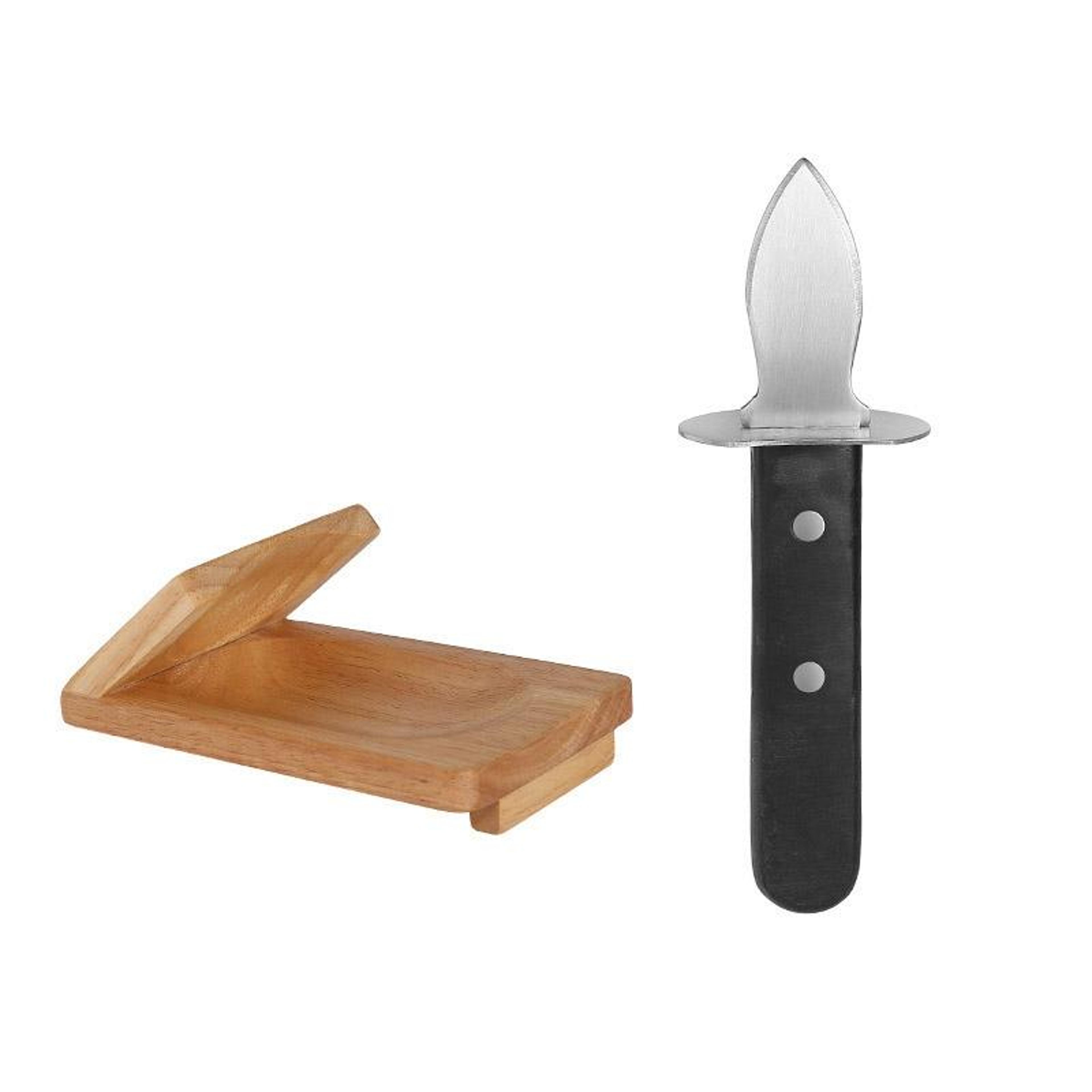 premium oyster shucking knife with wooden stand stainless steel seafood shell opener