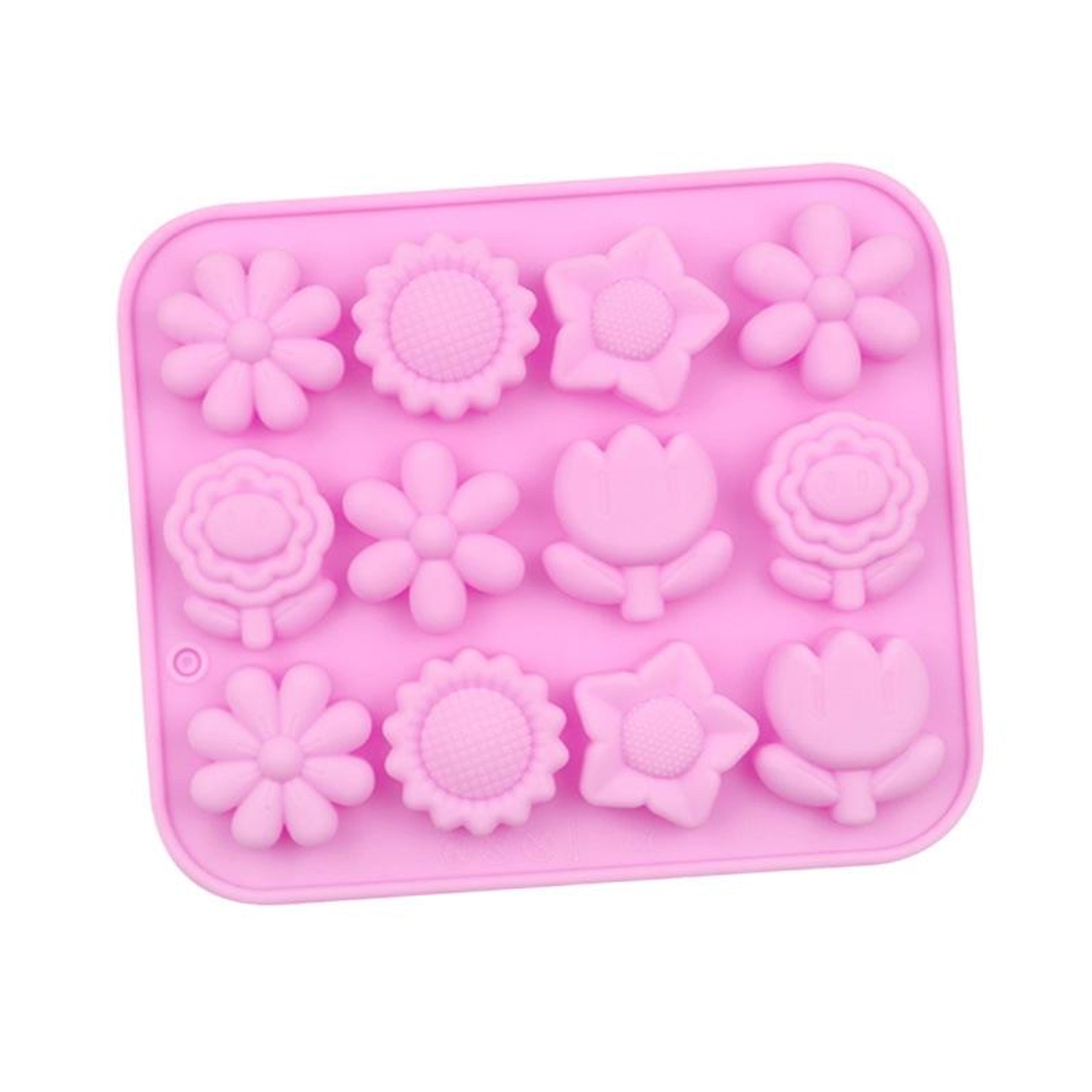 12-cavity silicone soap mold & flower cake baking tray for diy chocolates, jelly and desserts