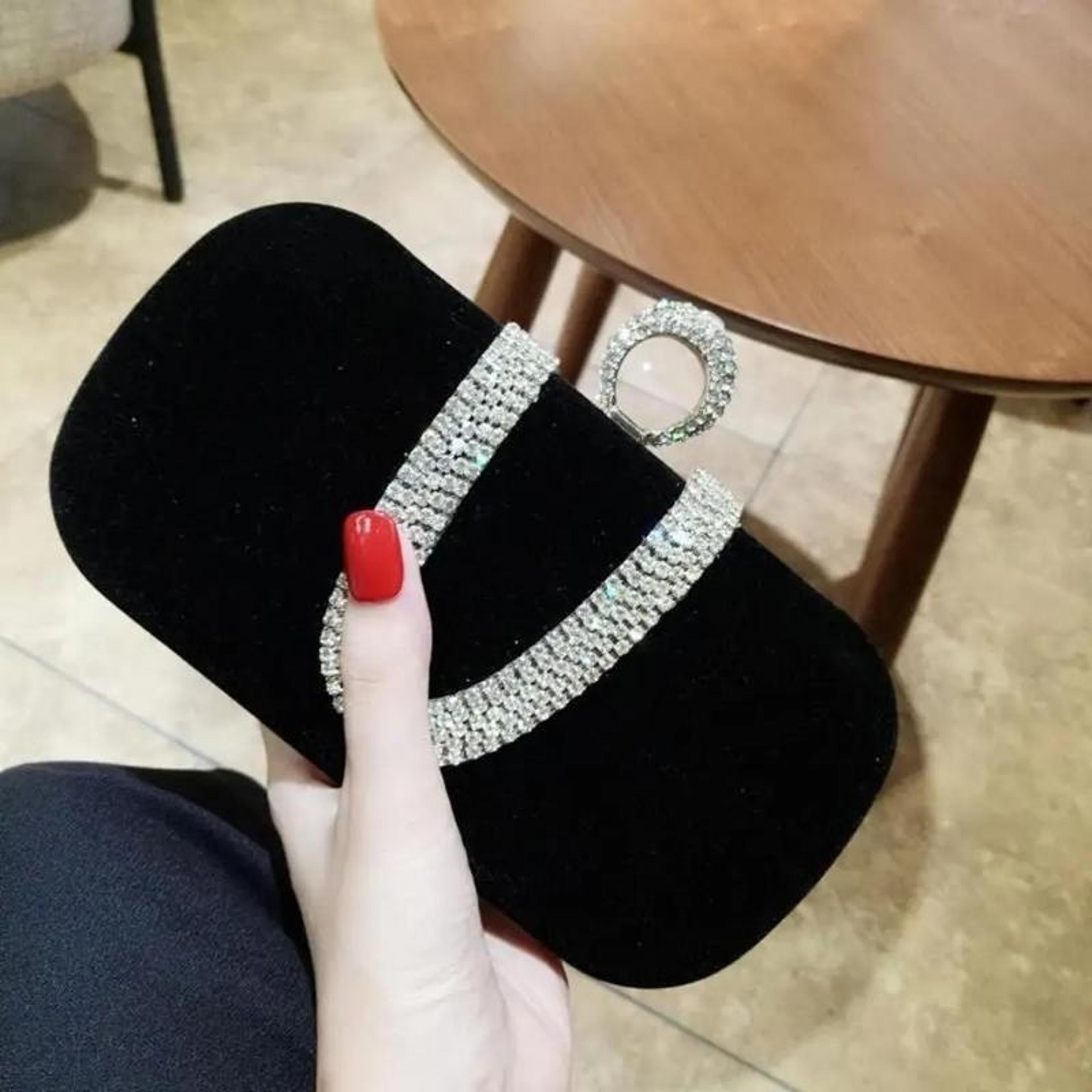luxury velvet rhinestone evening clutch bag with detachable chain for weddings & parties