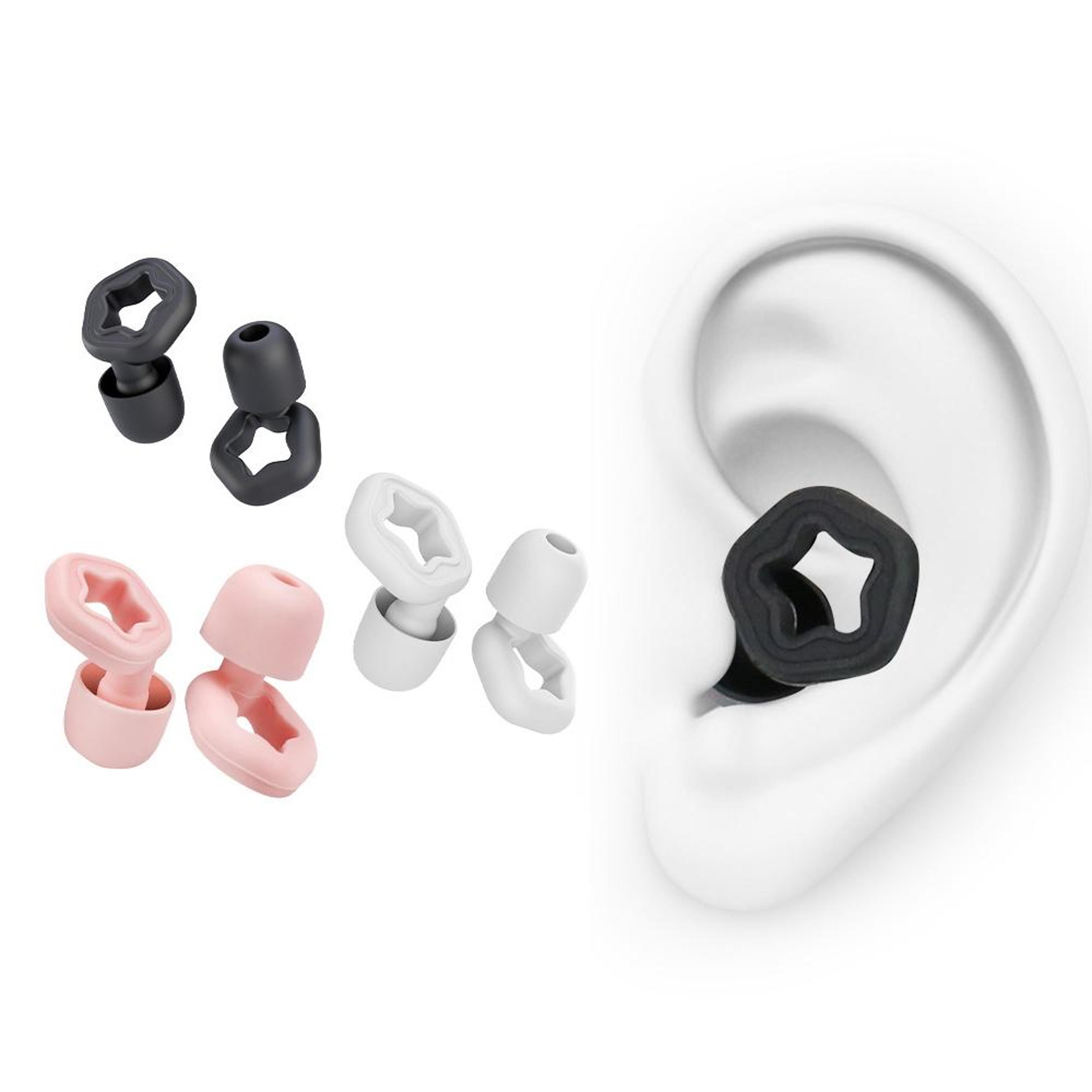 3 pairs silicone earplugs for sleep, swimming & noise reduction comfort fit