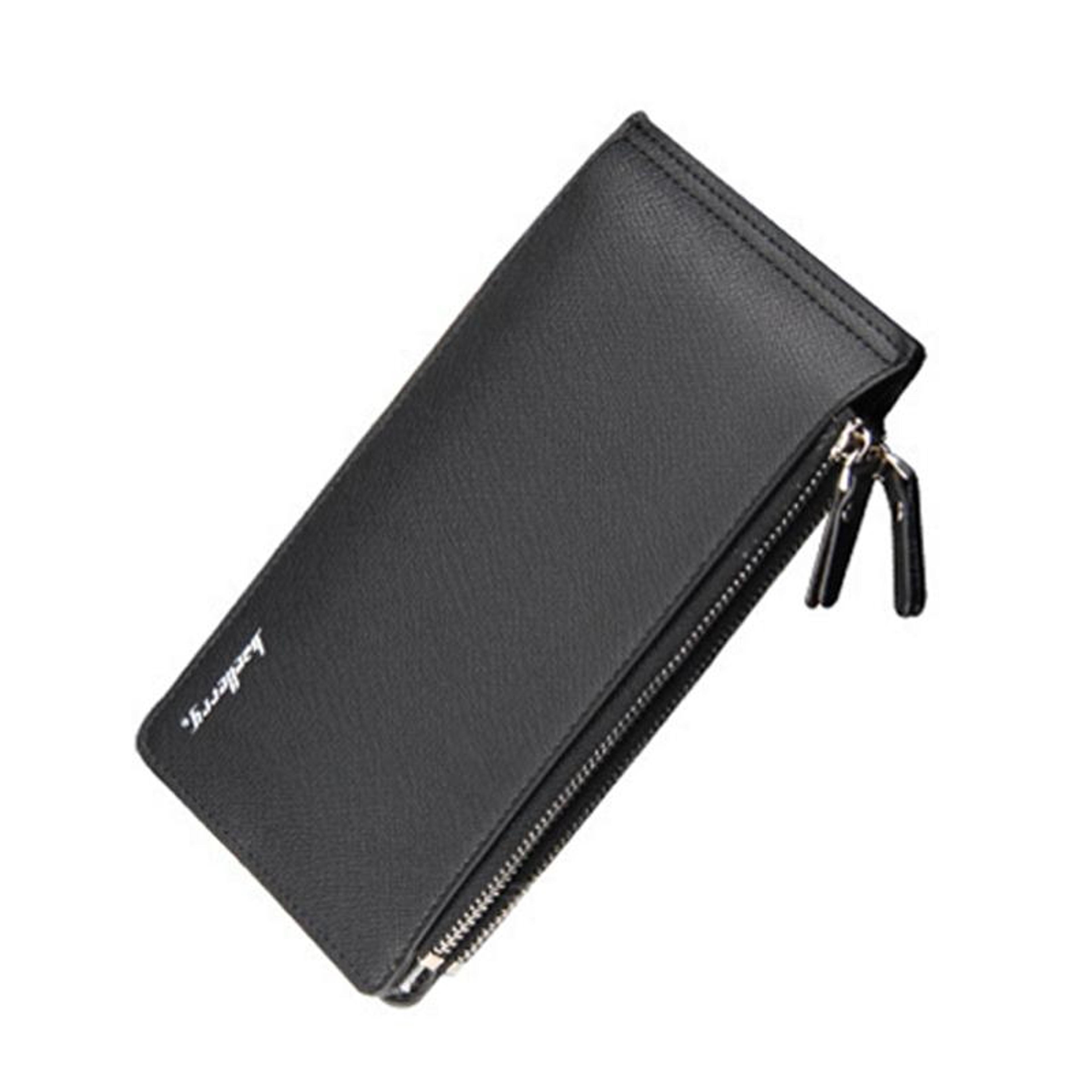 slim leather long wallet with 16 card slots and zipper coin pocket