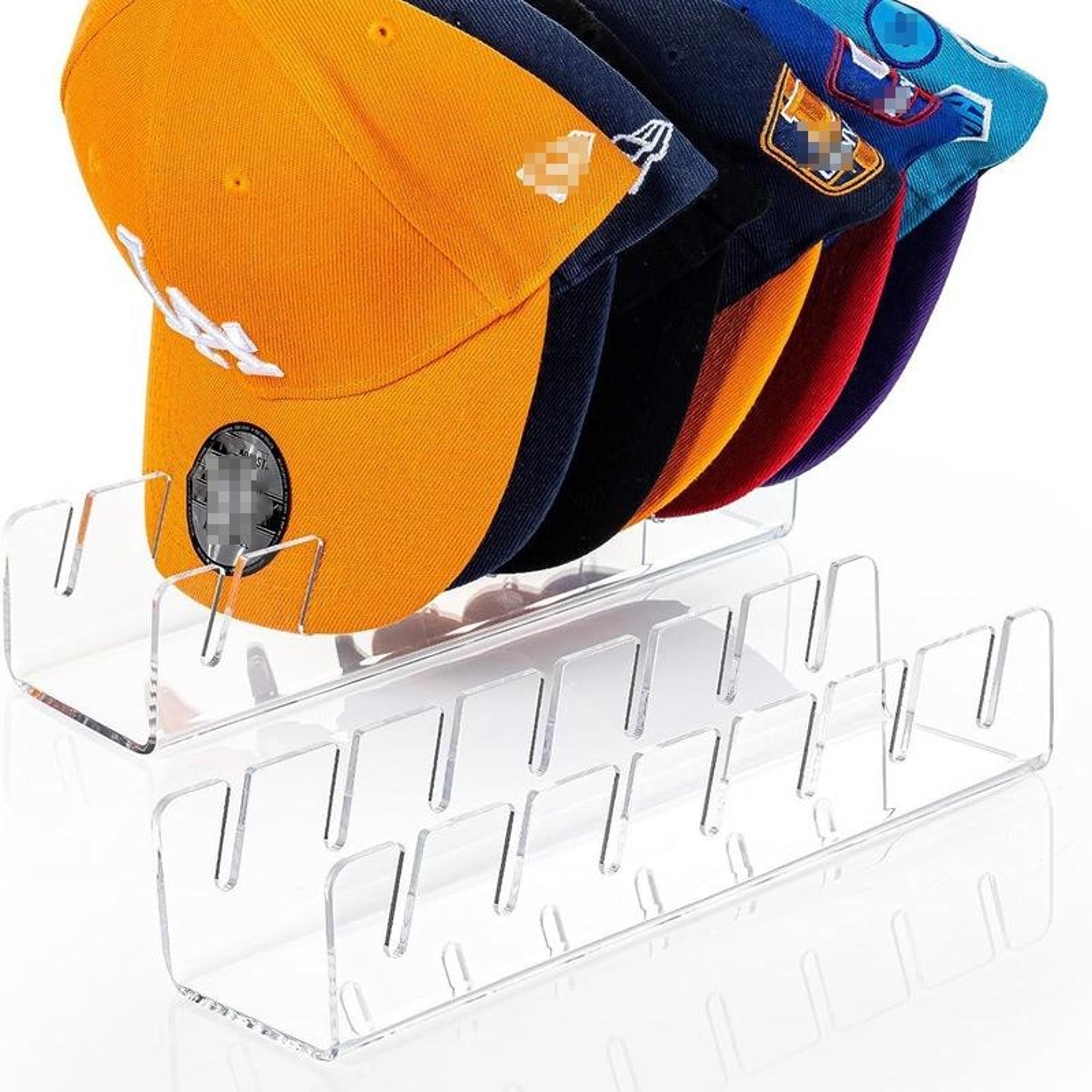 clear acrylic baseball cap organizer rack for 7 hats space saving hat display stand
