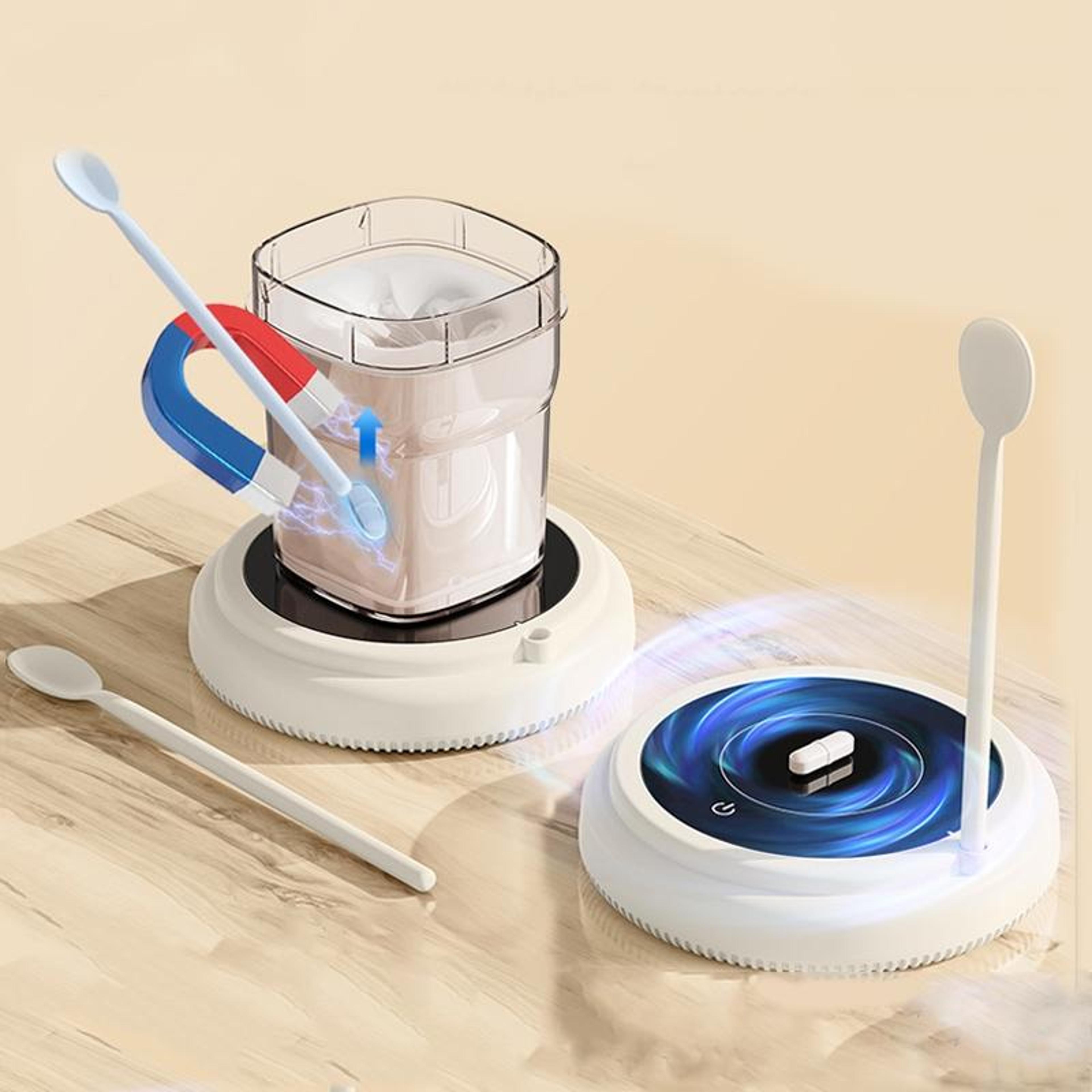 magnetic self stirring coffee mixer cup with rechargeable milk frother