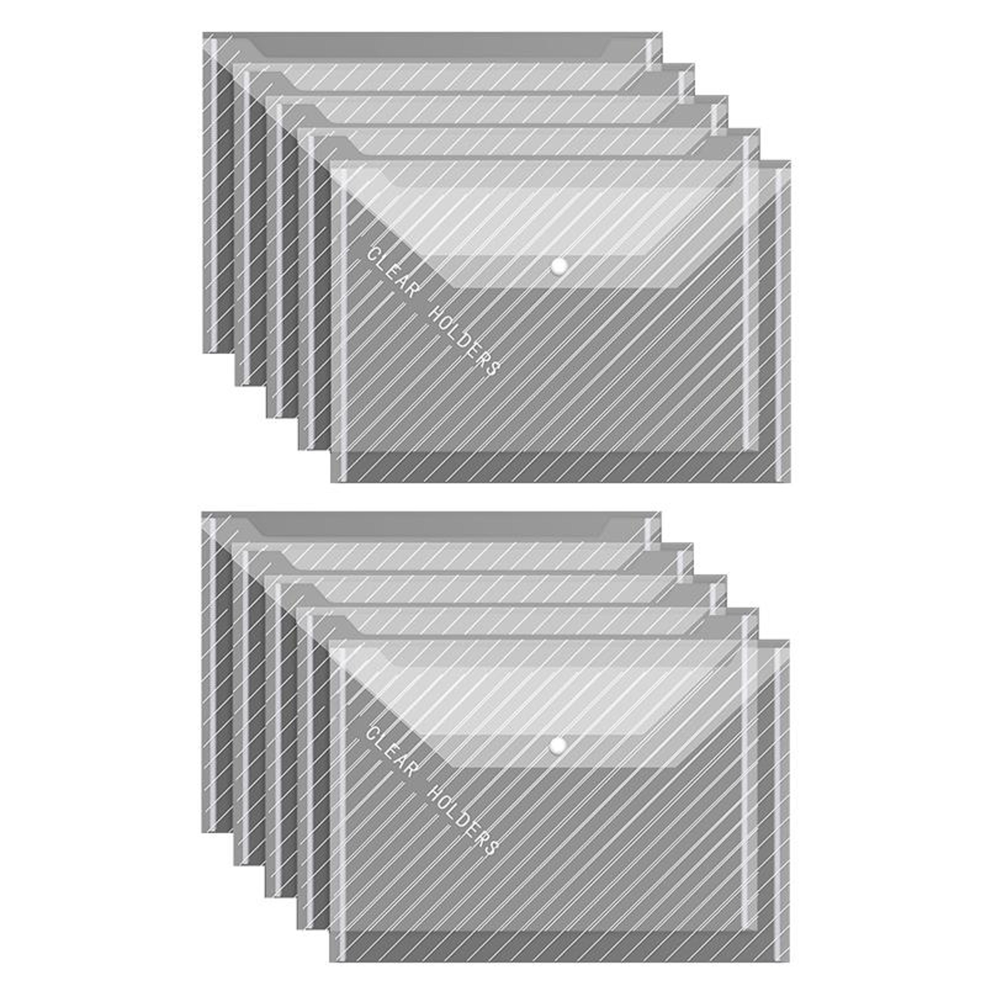 10 pcs a4 document folder waterproof transparent file organizer bags with secure snap closure