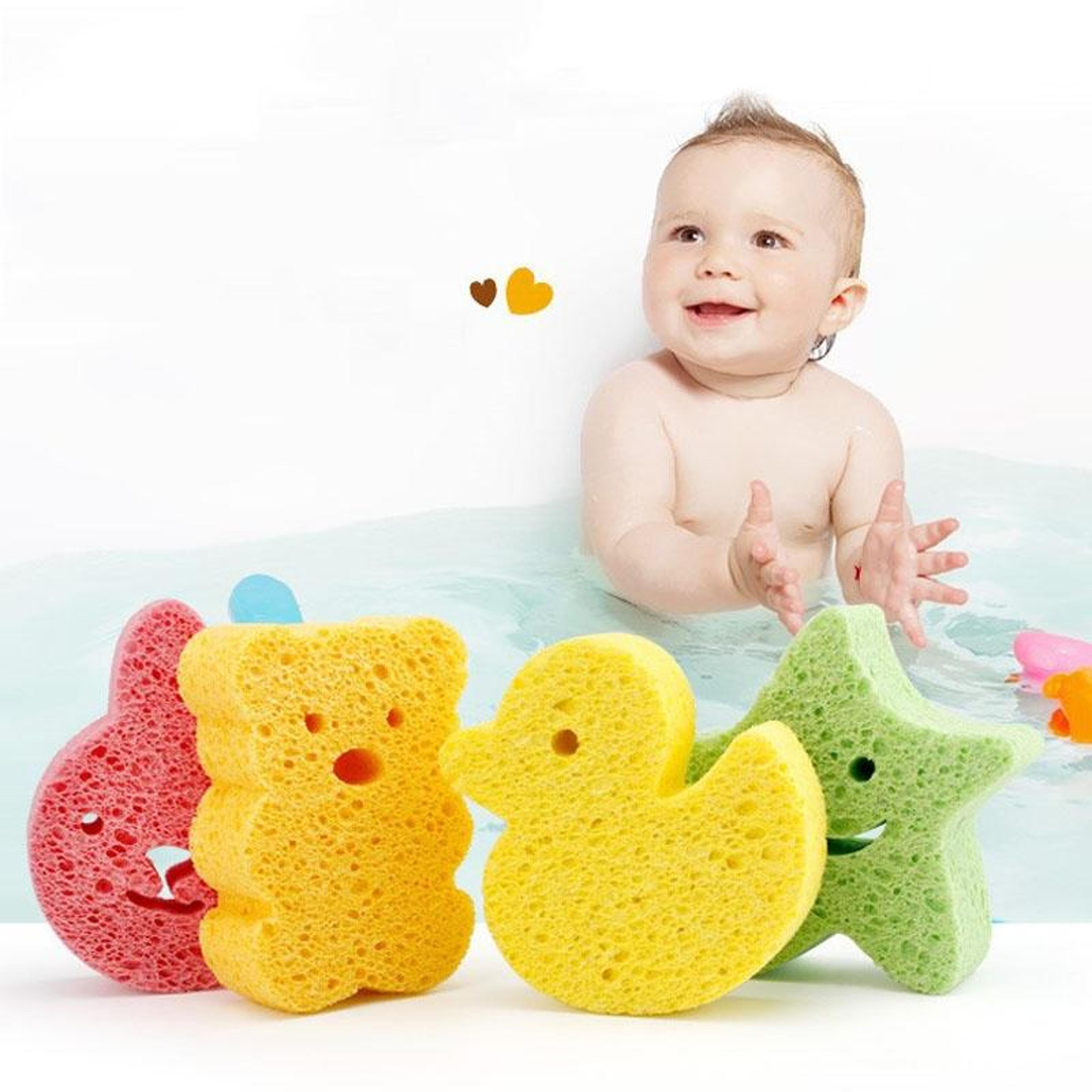 cute cartoon baby bath sponge soft natural wood pulp bath scrubber for sensitive skin