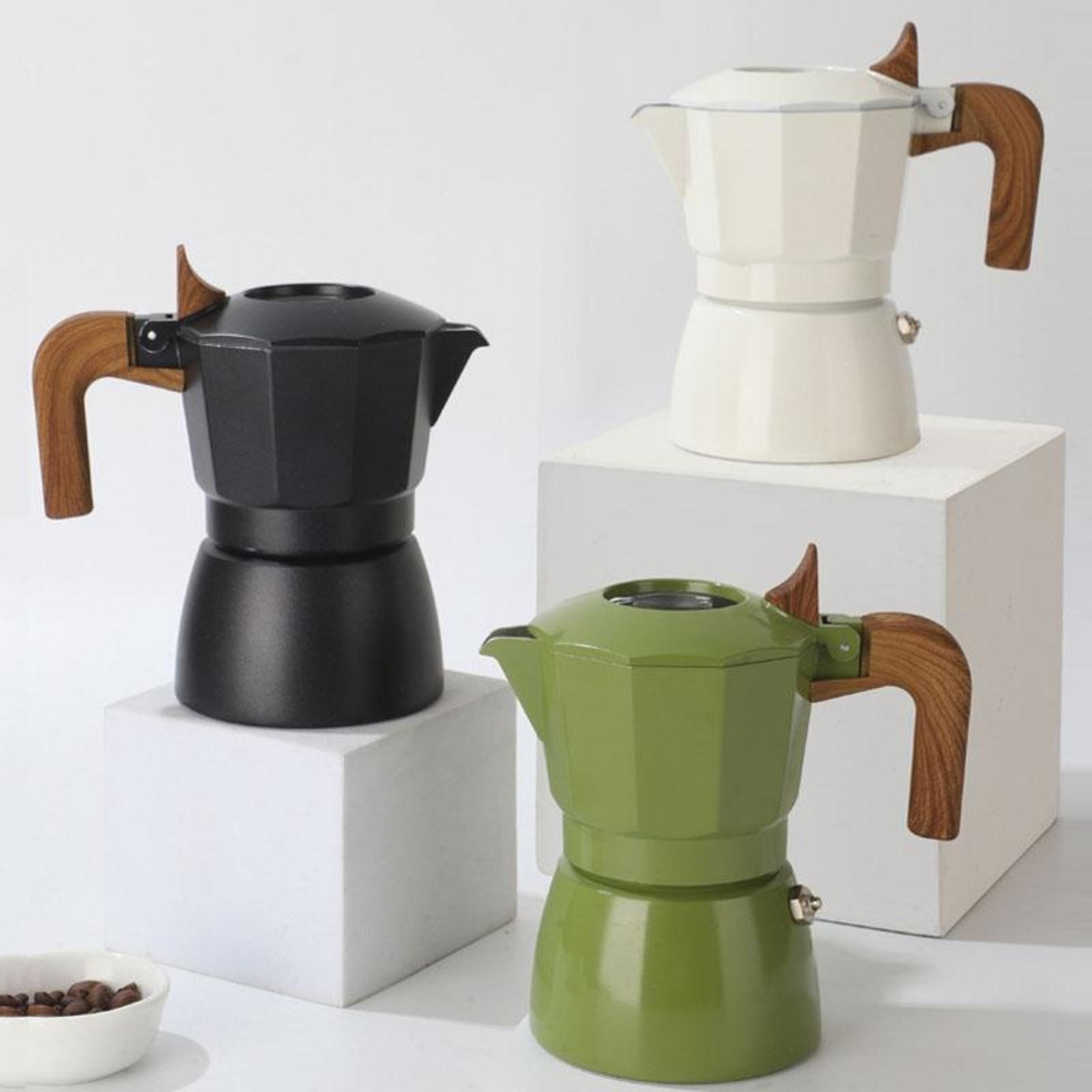 dual valve moka pot 100ml portable stovetop espresso maker for outdoor coffee brewing