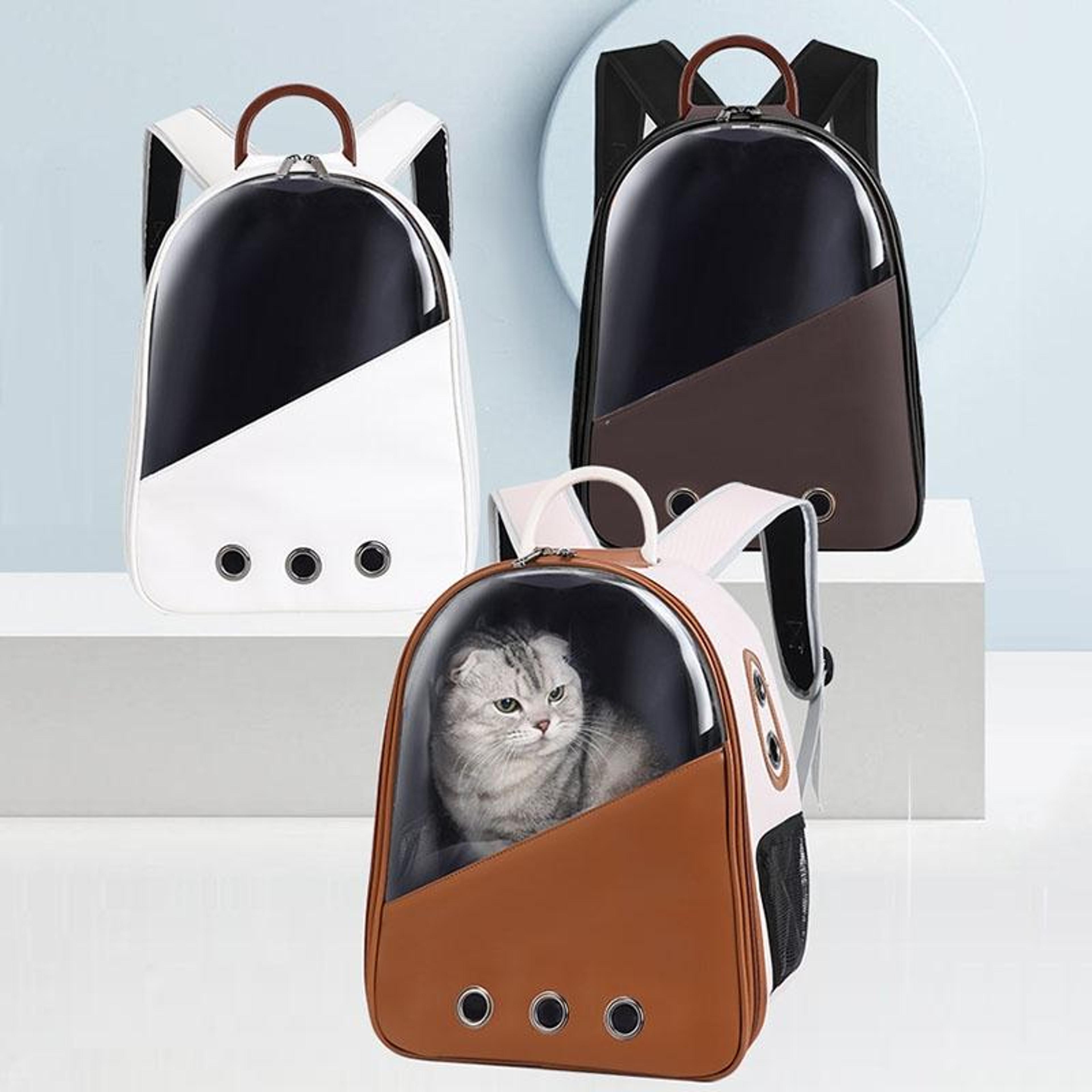 pet travel capsule backpack carrier for cats & small dogs with breathable viewing window