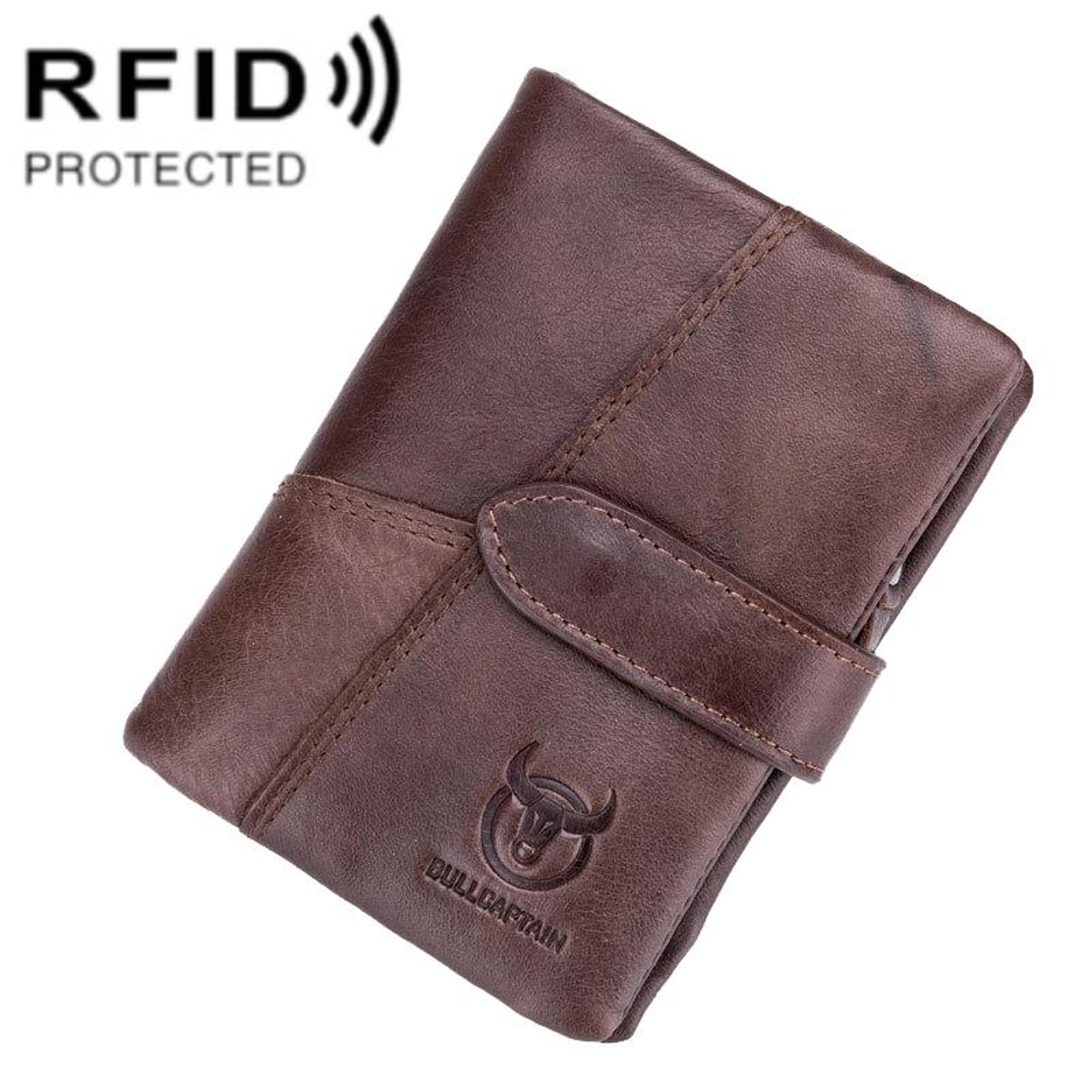 premium cowhide rfid anti-theft vertical men wallet with detachable design