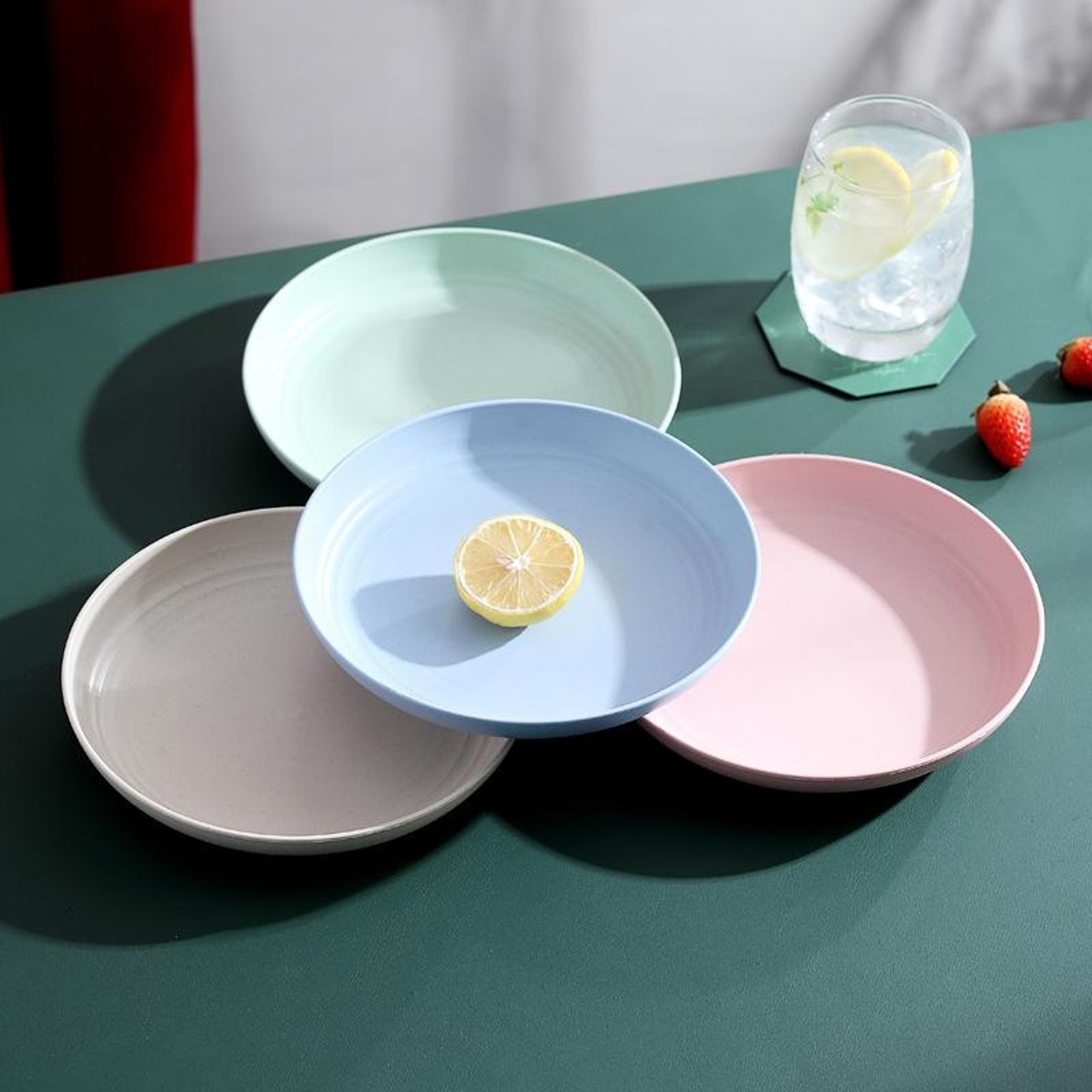 eco-friendly wheat straw round fruit plate, durable & microwave safe
