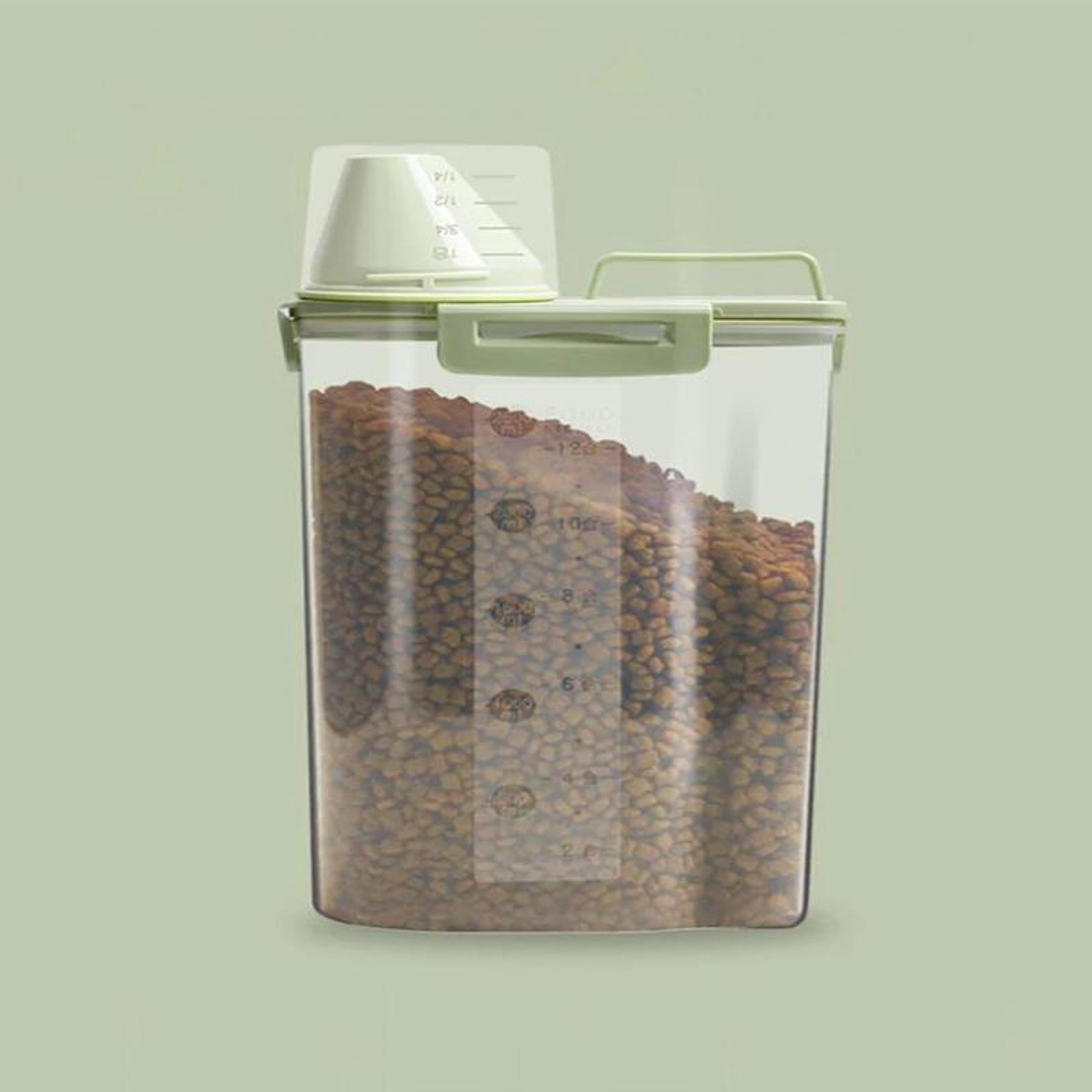 1.5l premium pet food storage bucket, 4-snap moisture-proof dog food container