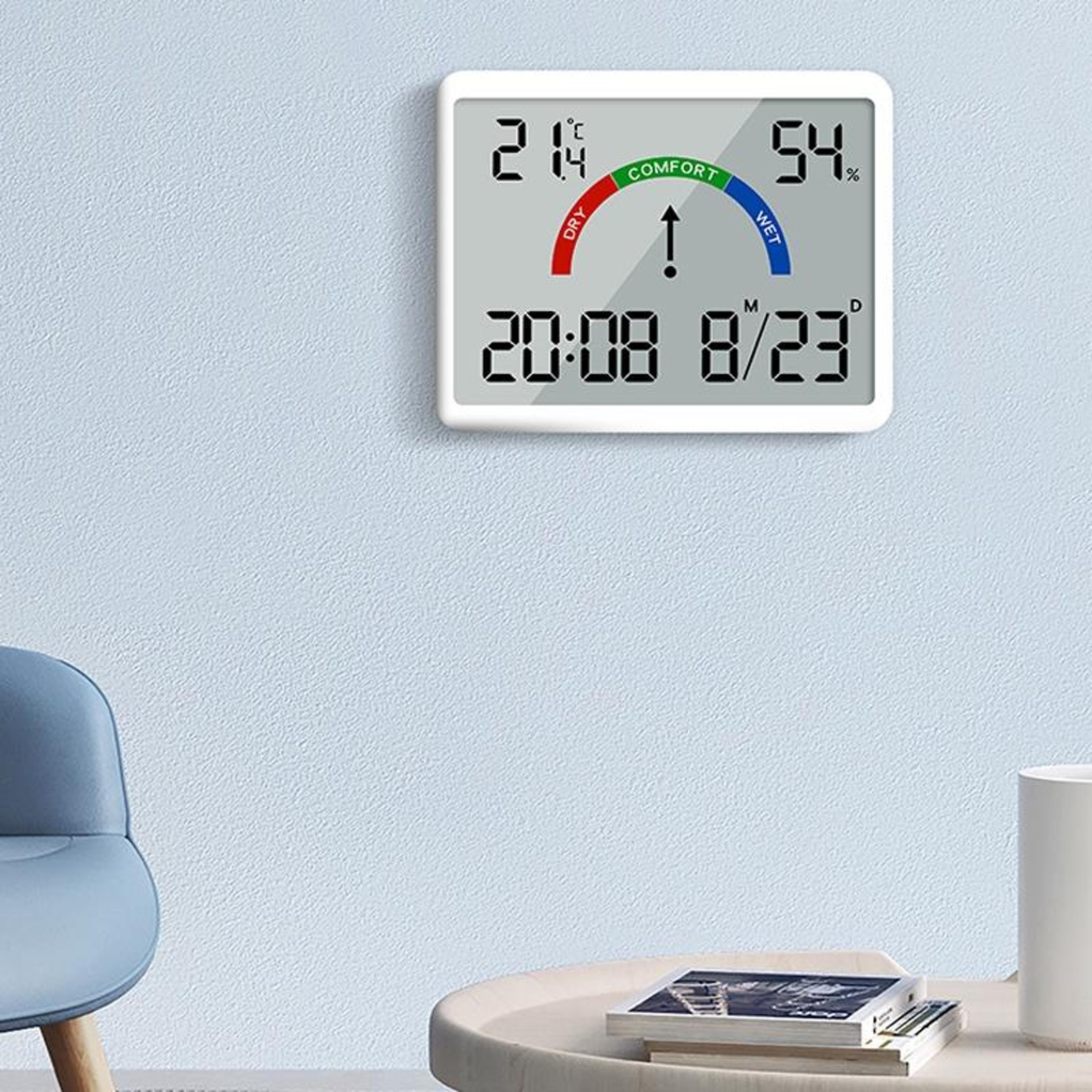 magnetic lcd digital alarm clock with temperature & humidity display