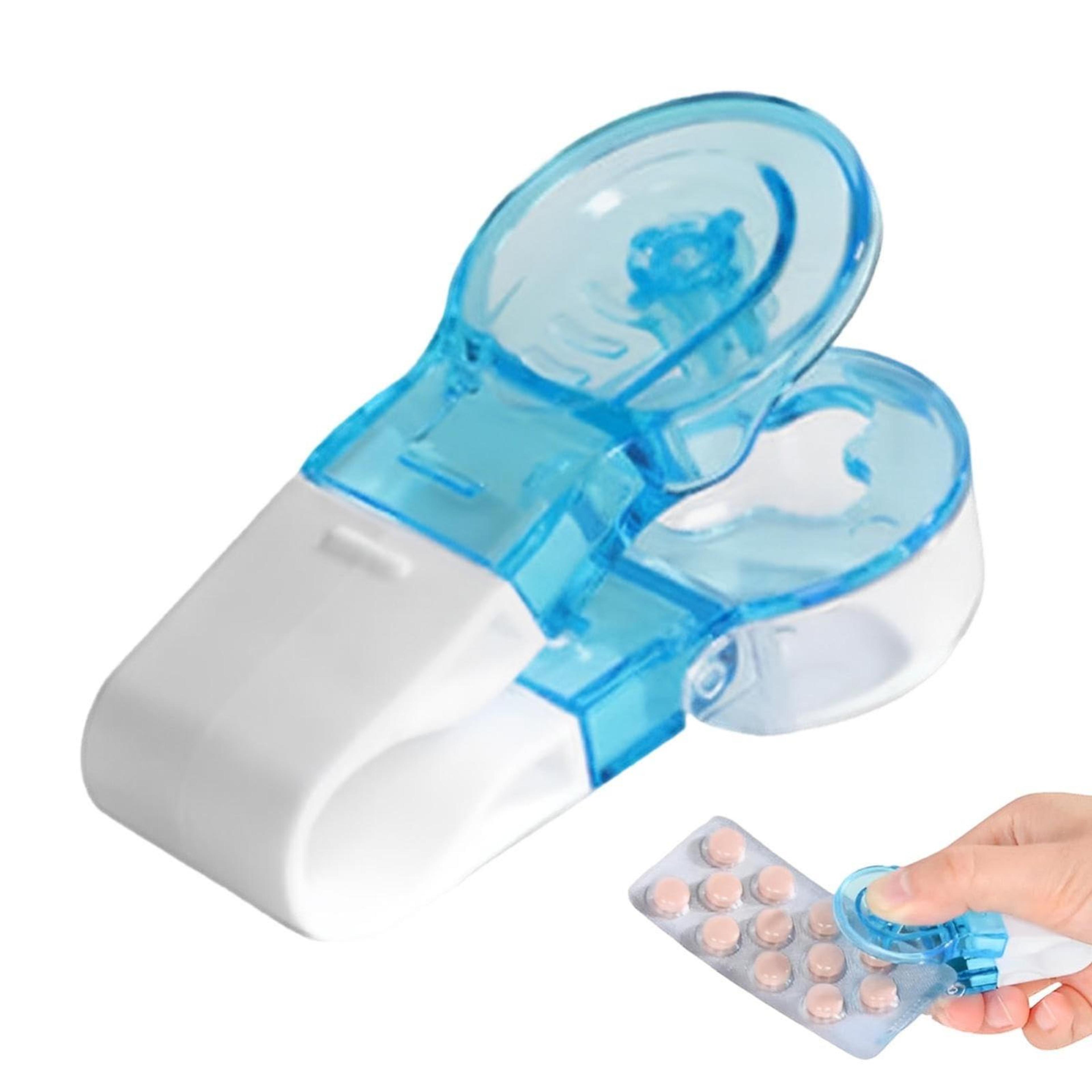 compact portable pill organizer & tablet box with blister pack opener