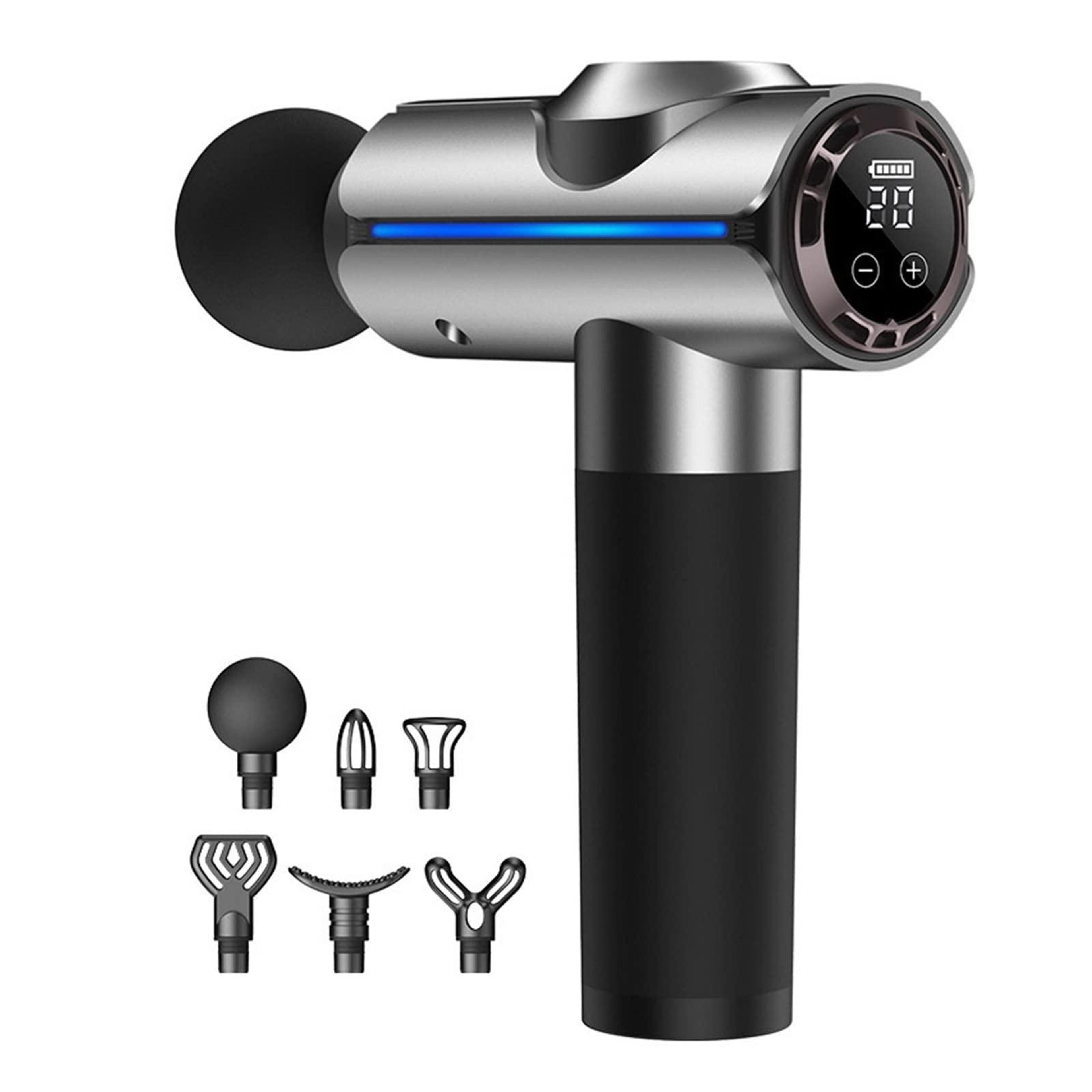 20-speed touch control massage gun with 6 interchangeable heads for deep muscle relief