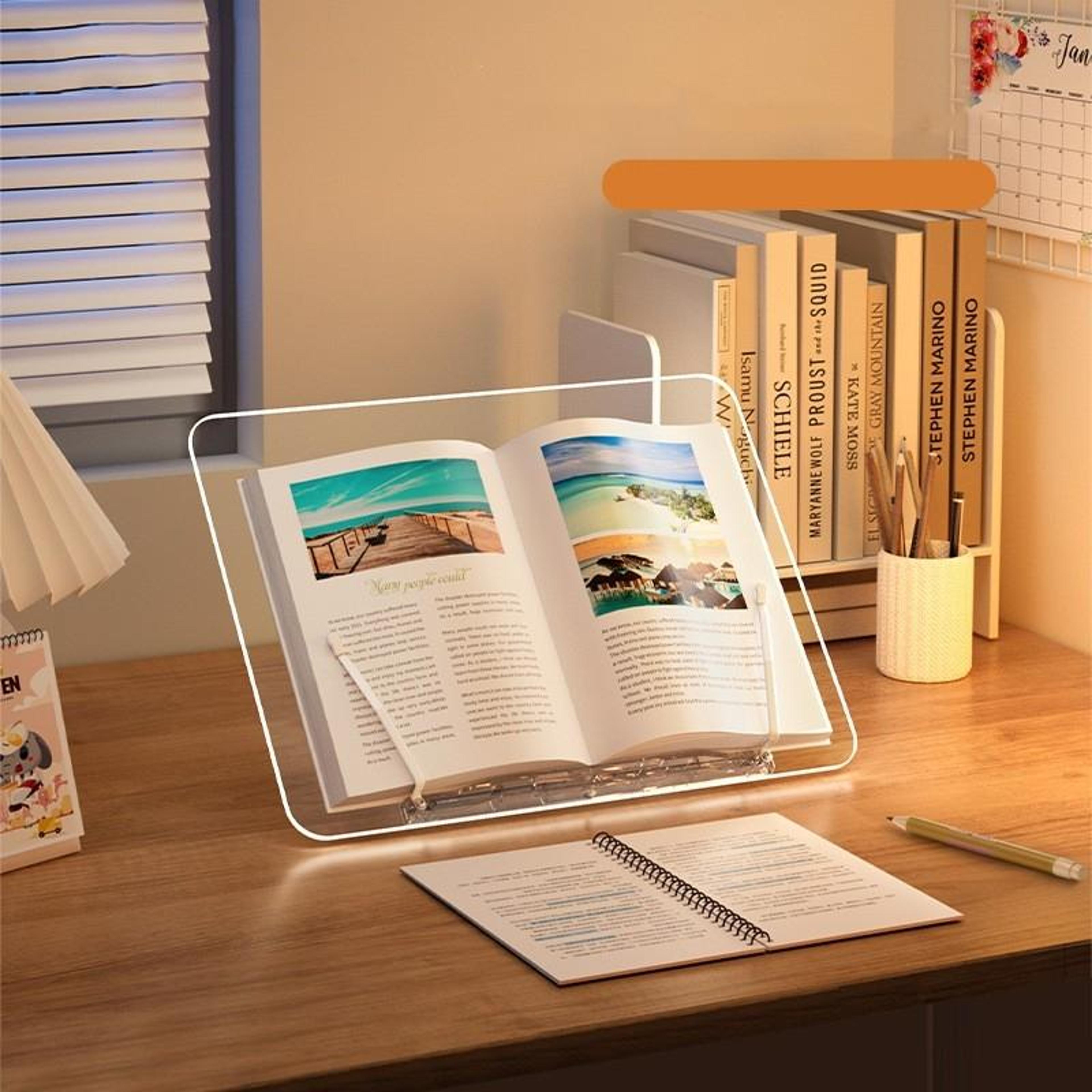 adjustable acrylic book stand for ipad, tablets & reading desk display