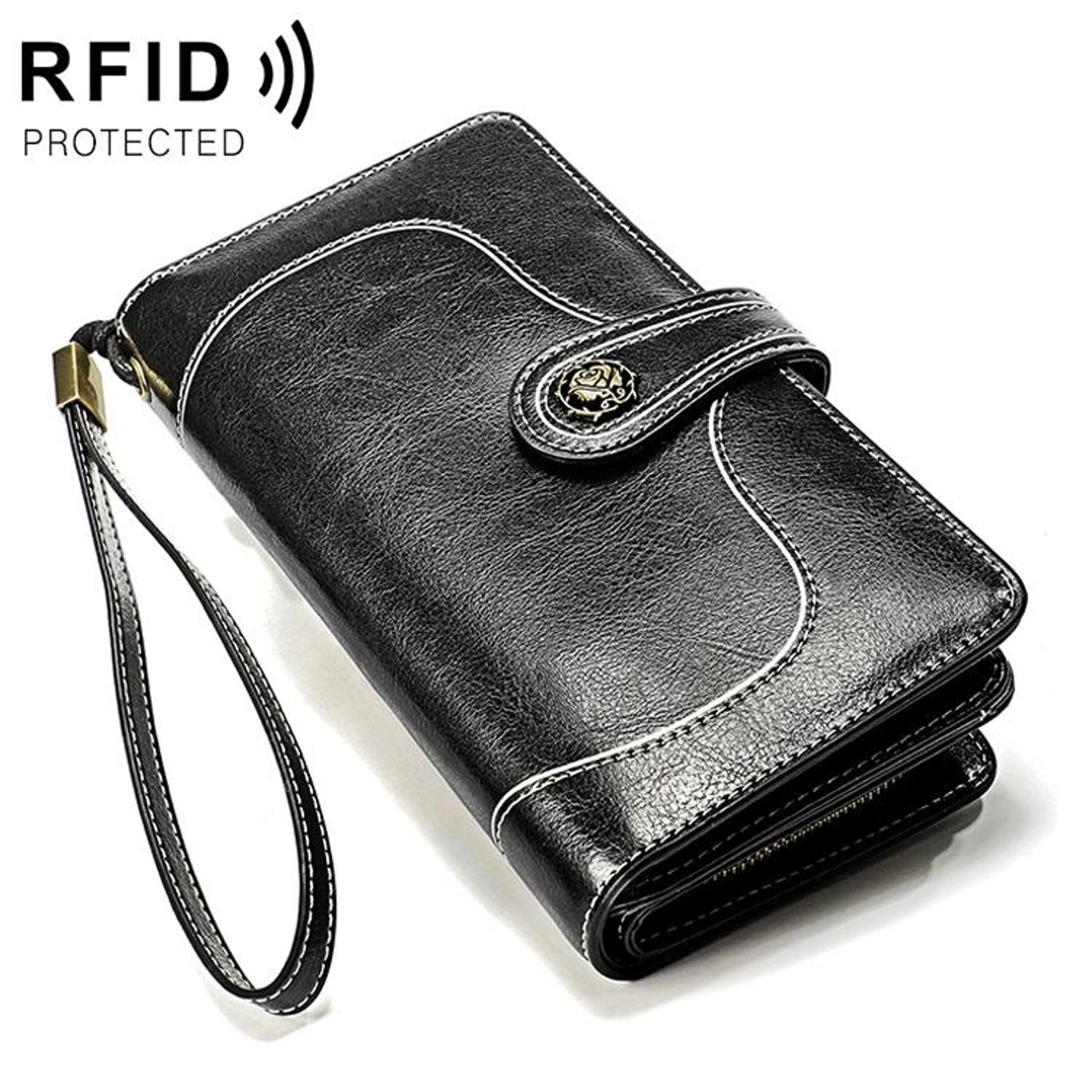 elegant rfid blocking leather wallet clutch for women with large capacity card slots