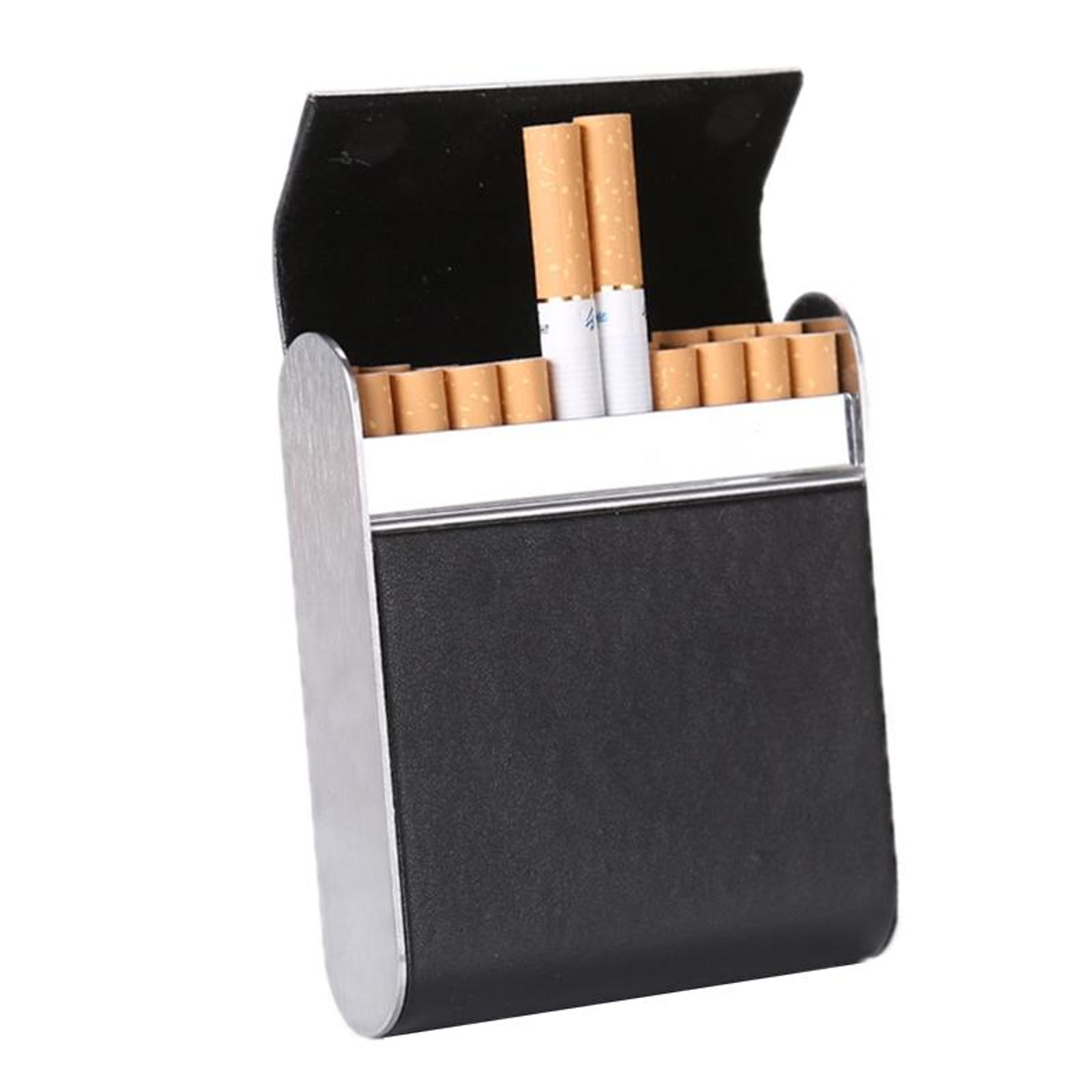 vintage cigarette case with magnetic buckle leather finish for men