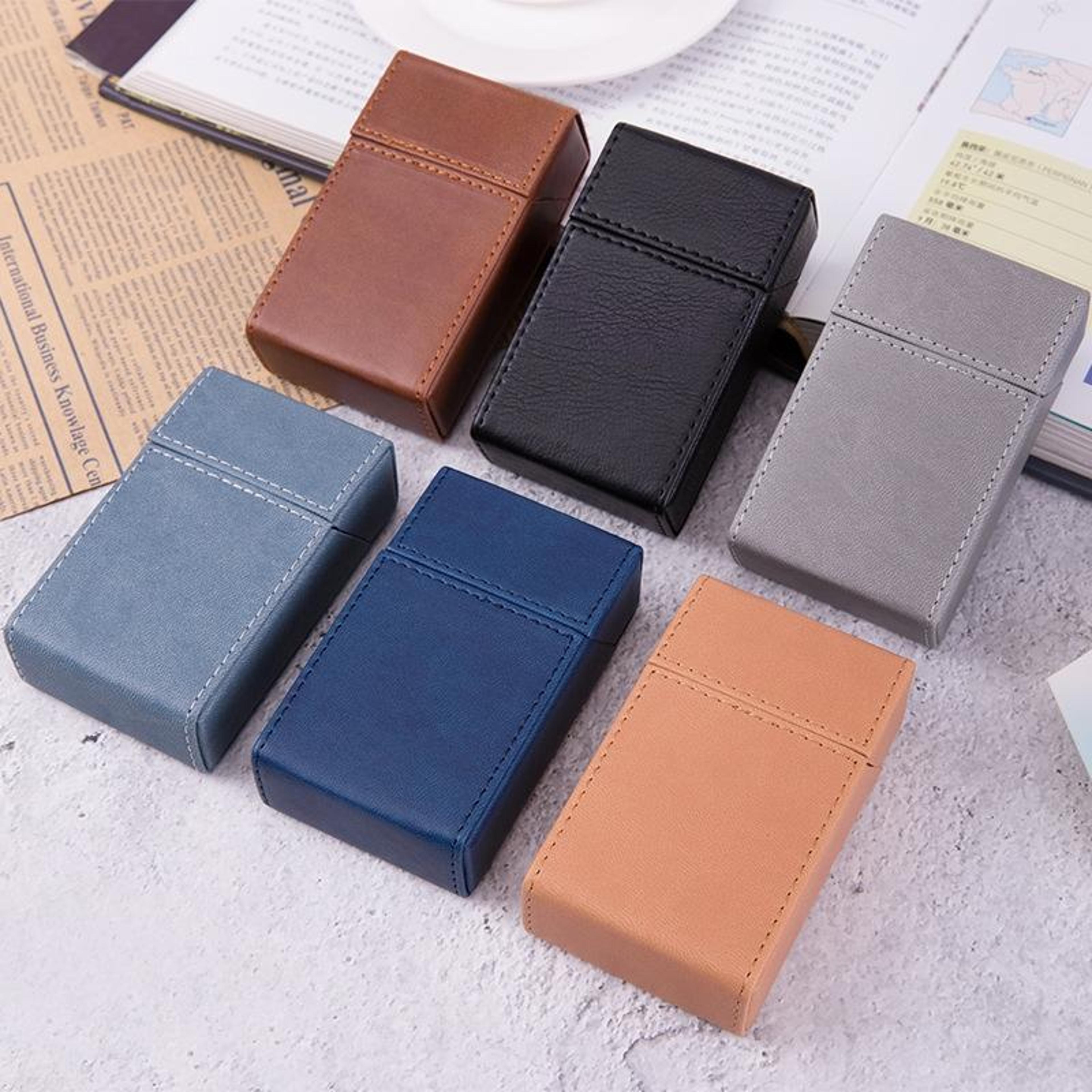 executive leather cigarette case portable magnetic holder for 20 cigarettes