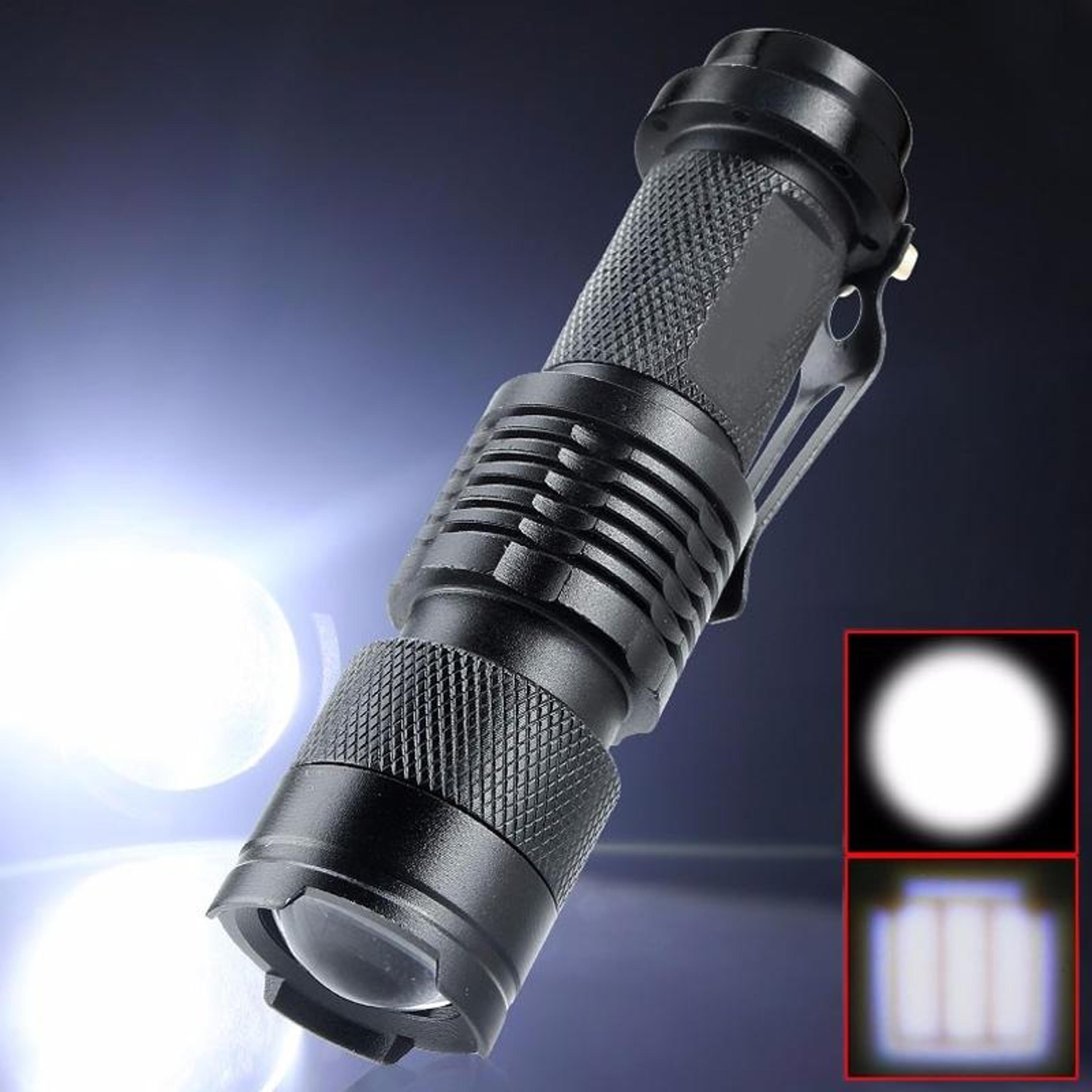 rechargeable zoom led flashlight for camping, hiking & emergency use