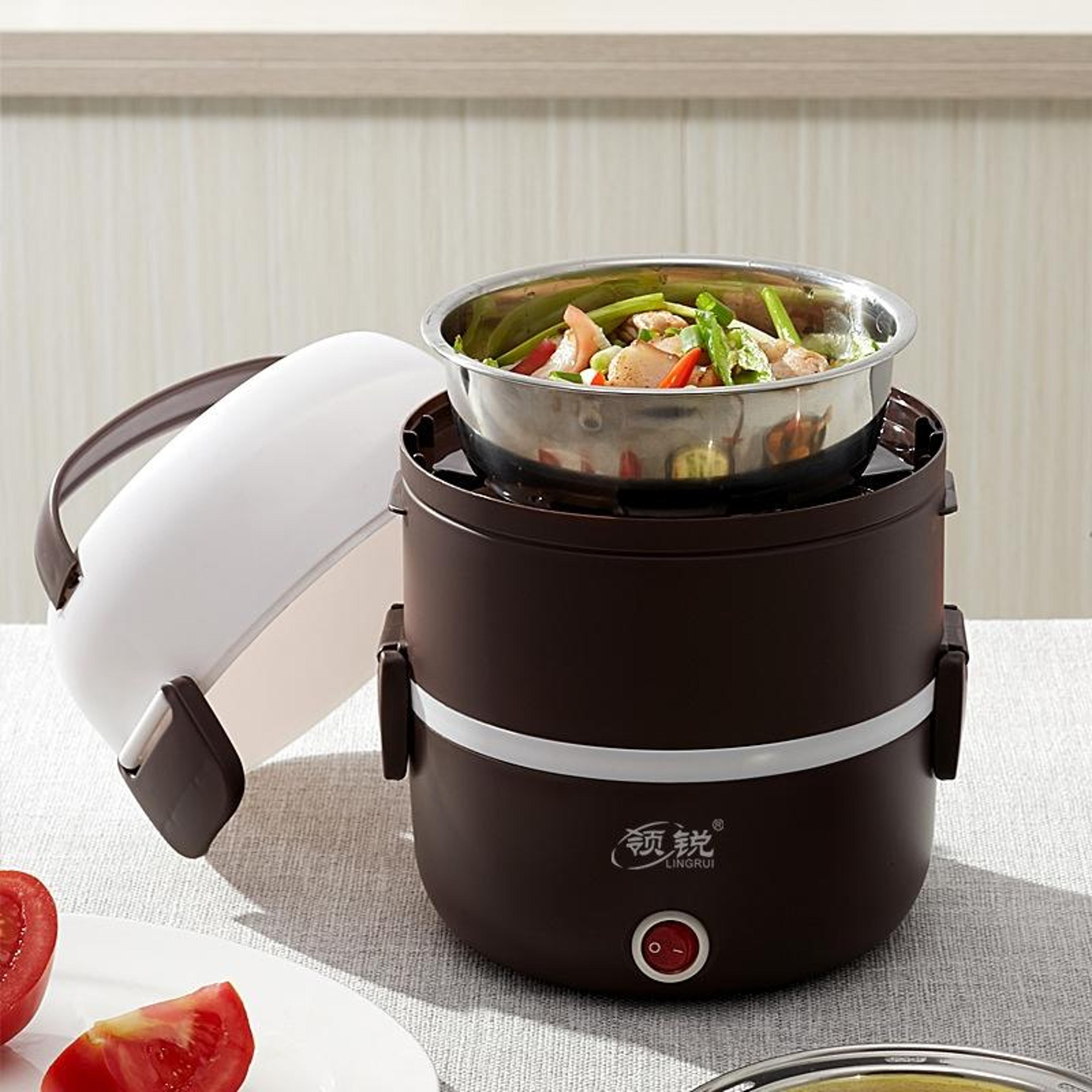 portable electric lunch box mini rice cooker & food warmer for home, office & travel