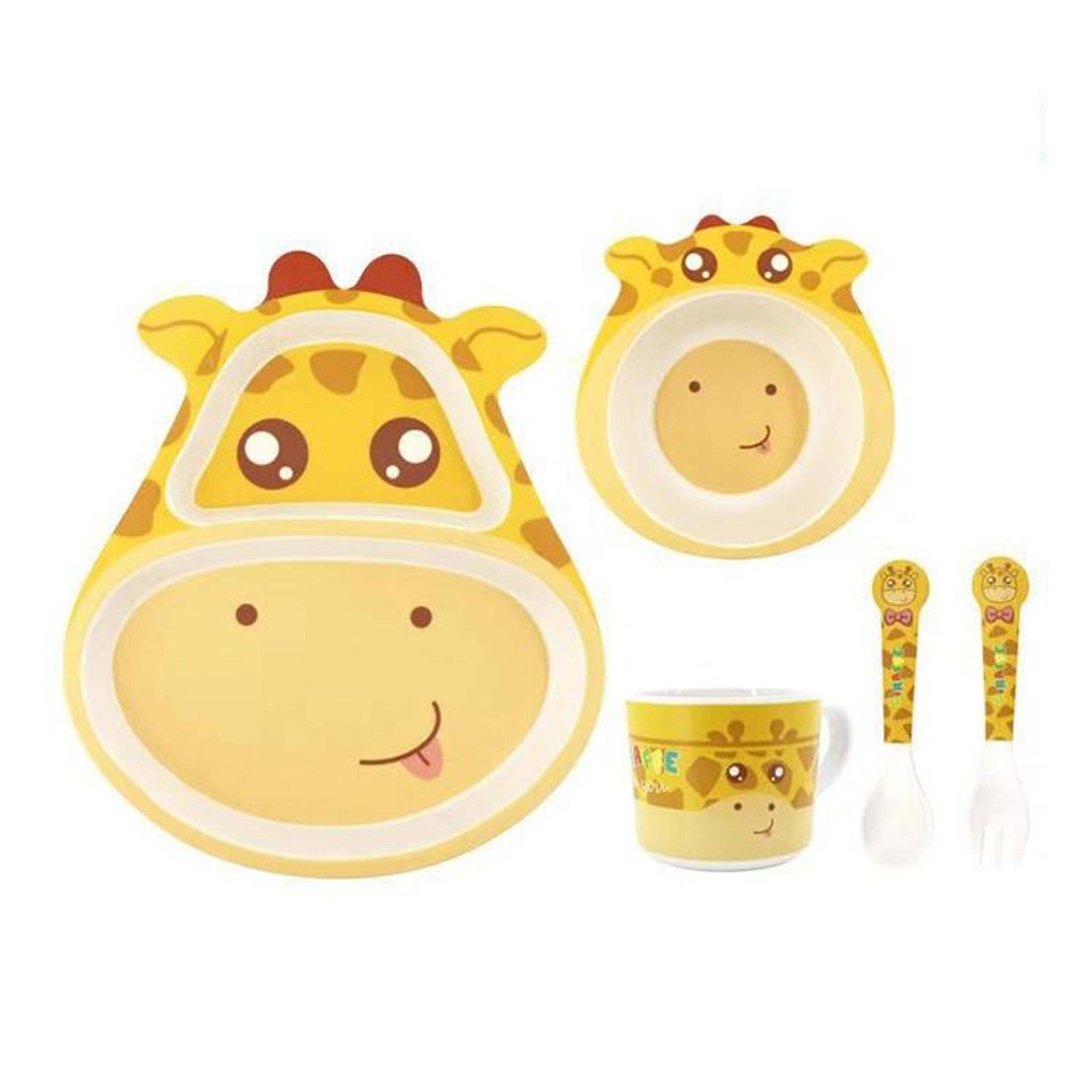 cute bamboo fiber kids dinner set with cartoon baby feeding plates & toddler tableware