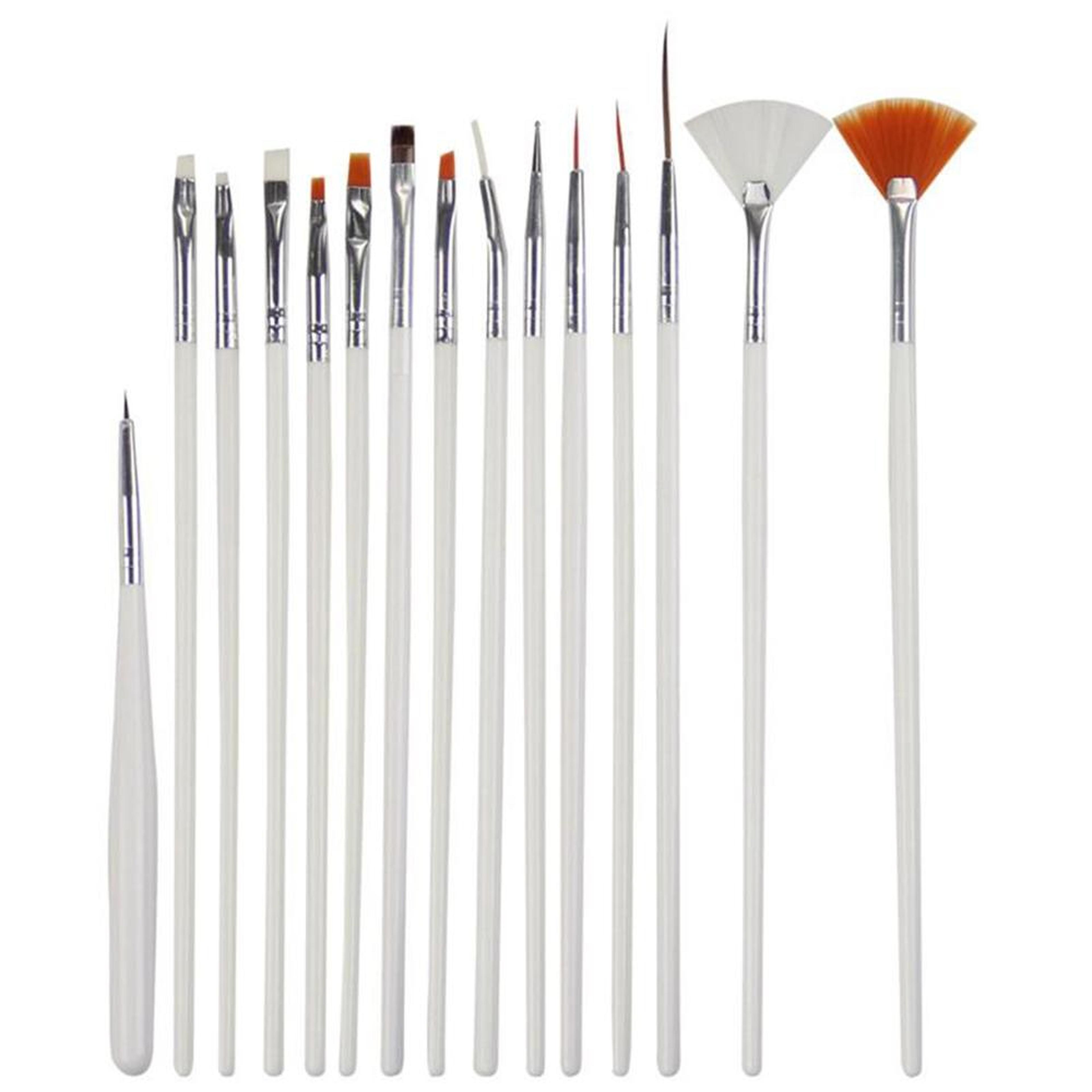 15-piece nail art brush set for manicure design, rhinestones & fine nail painting