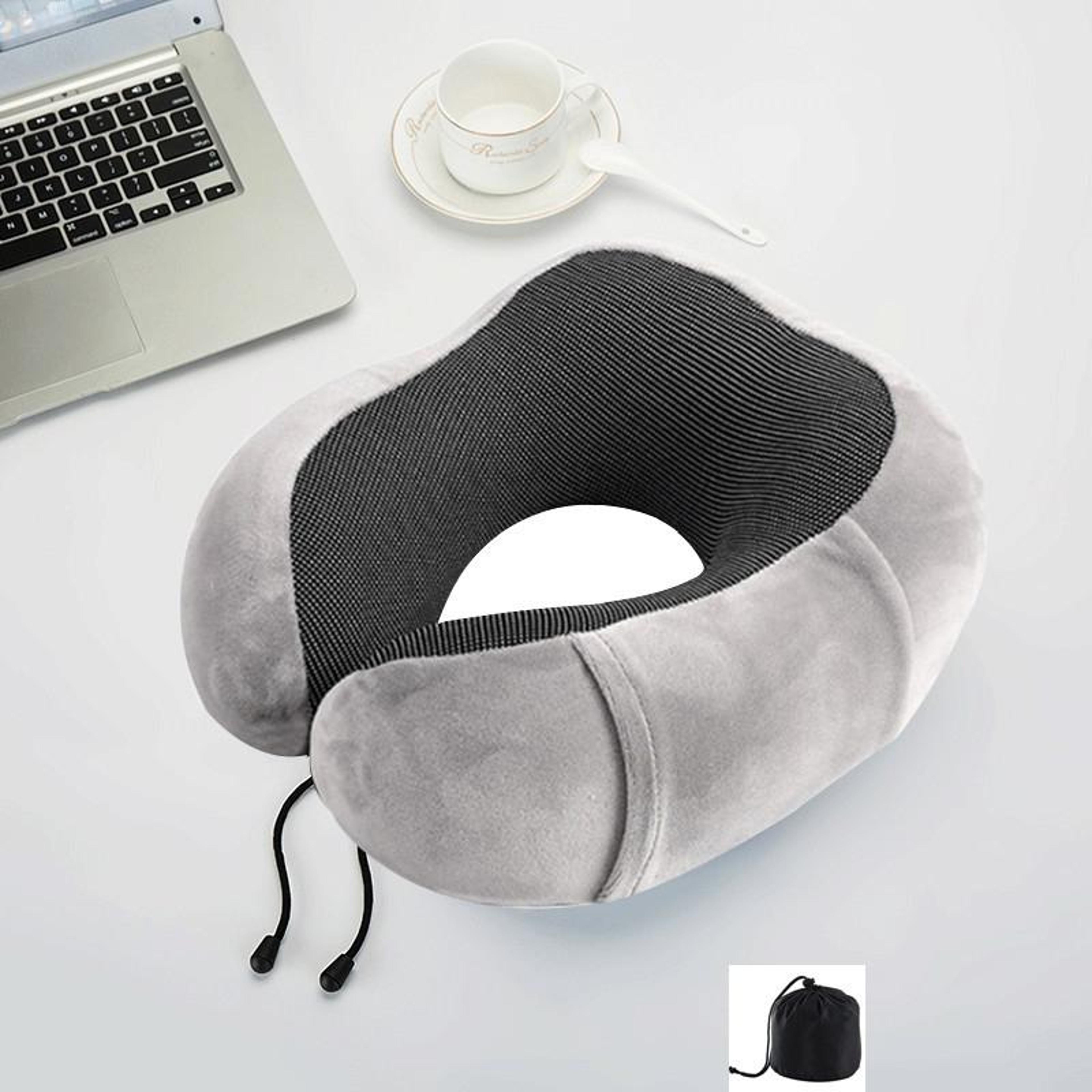 magnetic memory foam travel neck pillow for airplane, car & office comfort