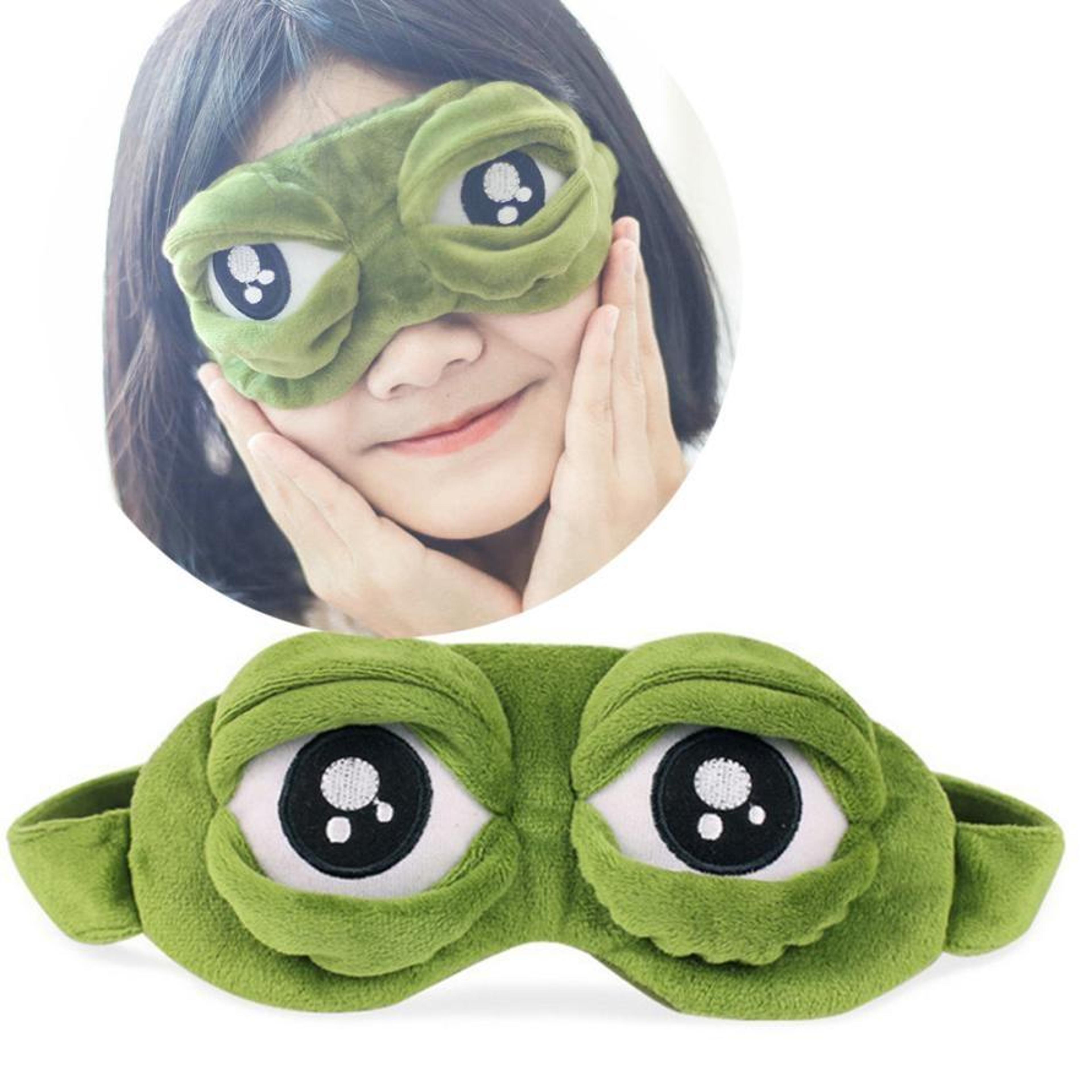 cute frog 3d sleep eye mask with cooling ice pack for travel, nap & puffy eyes relief
