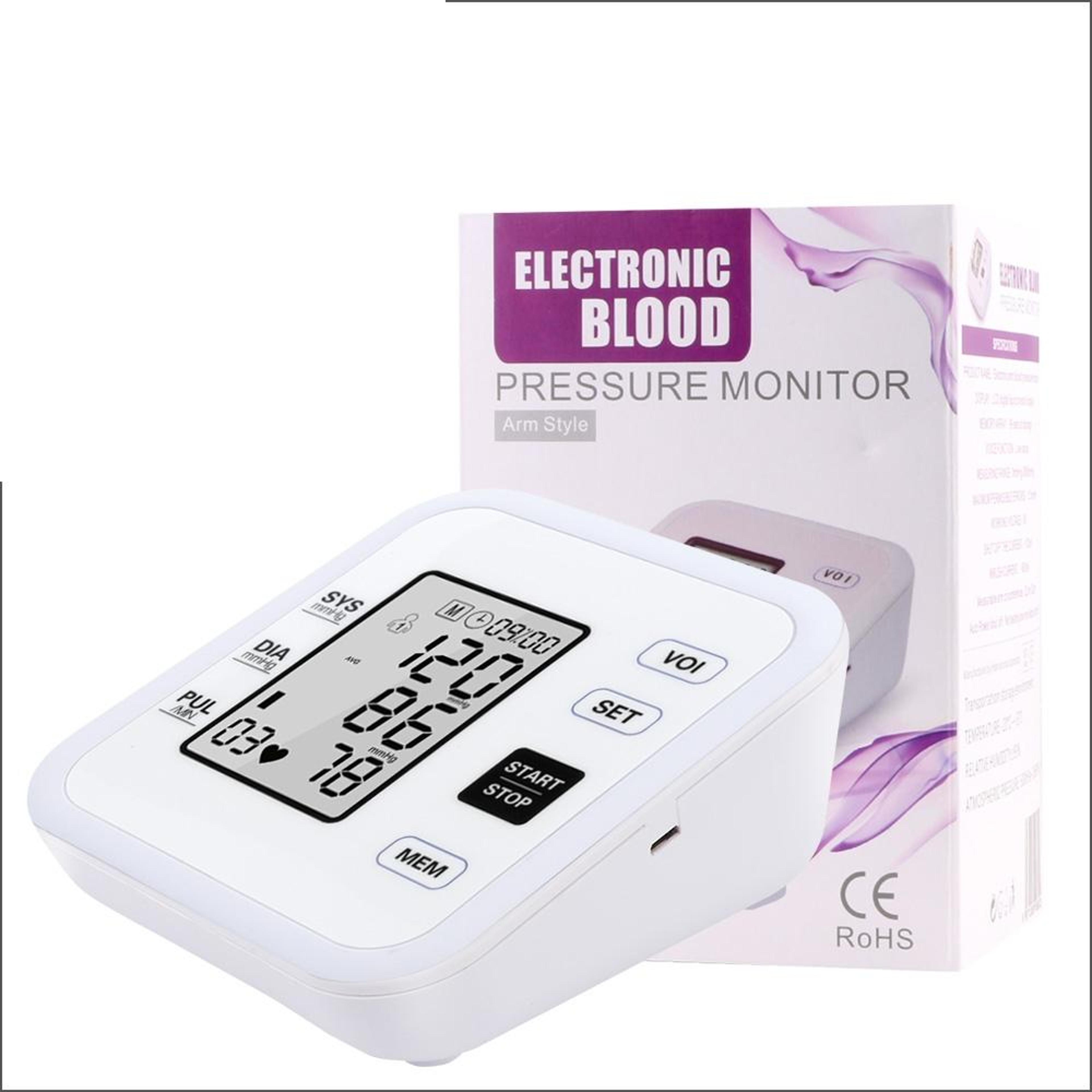 smart upper arm digital blood pressure monitor with voice support & heart rate tracking