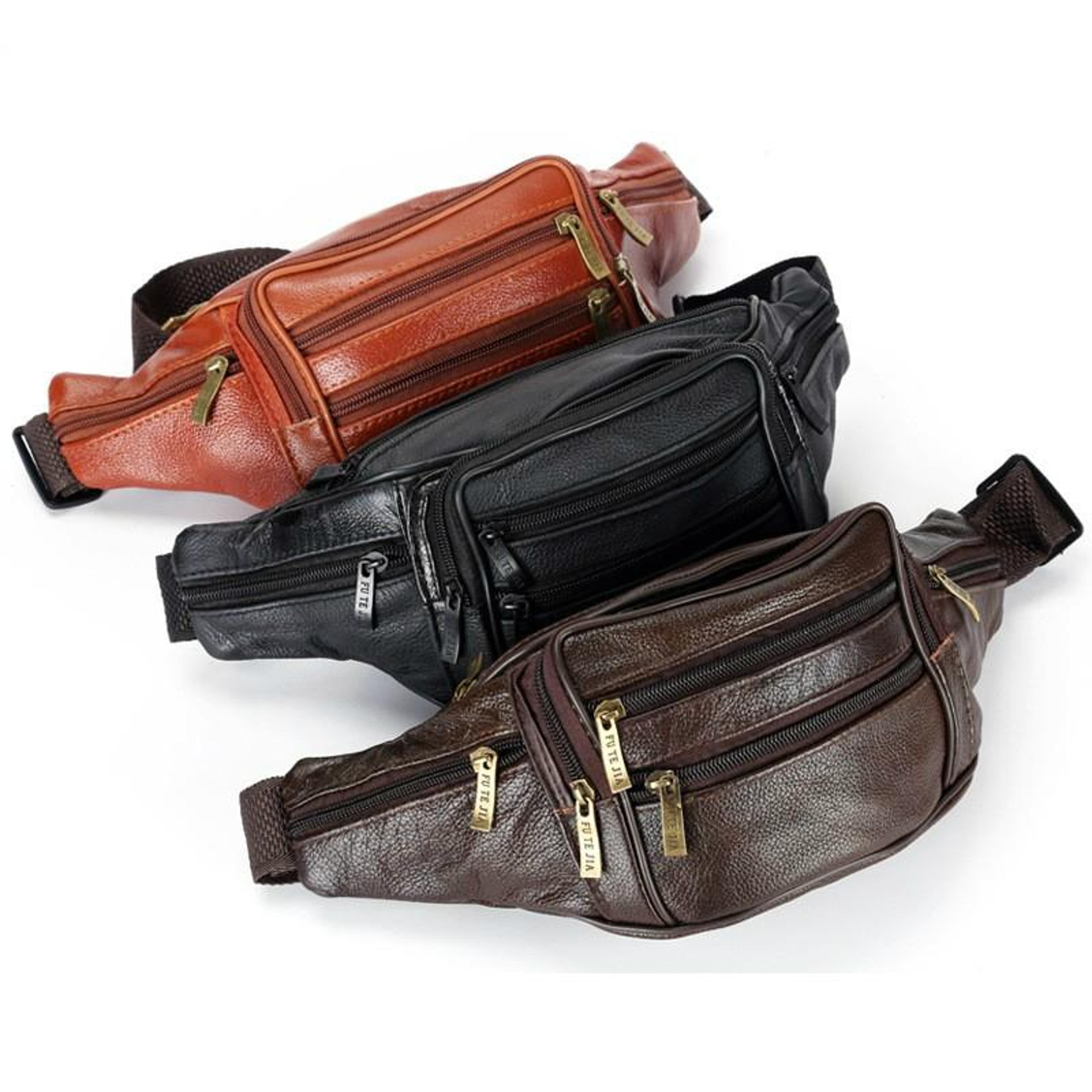 vintage genuine leather belt bag for men travel phone wallet organizer