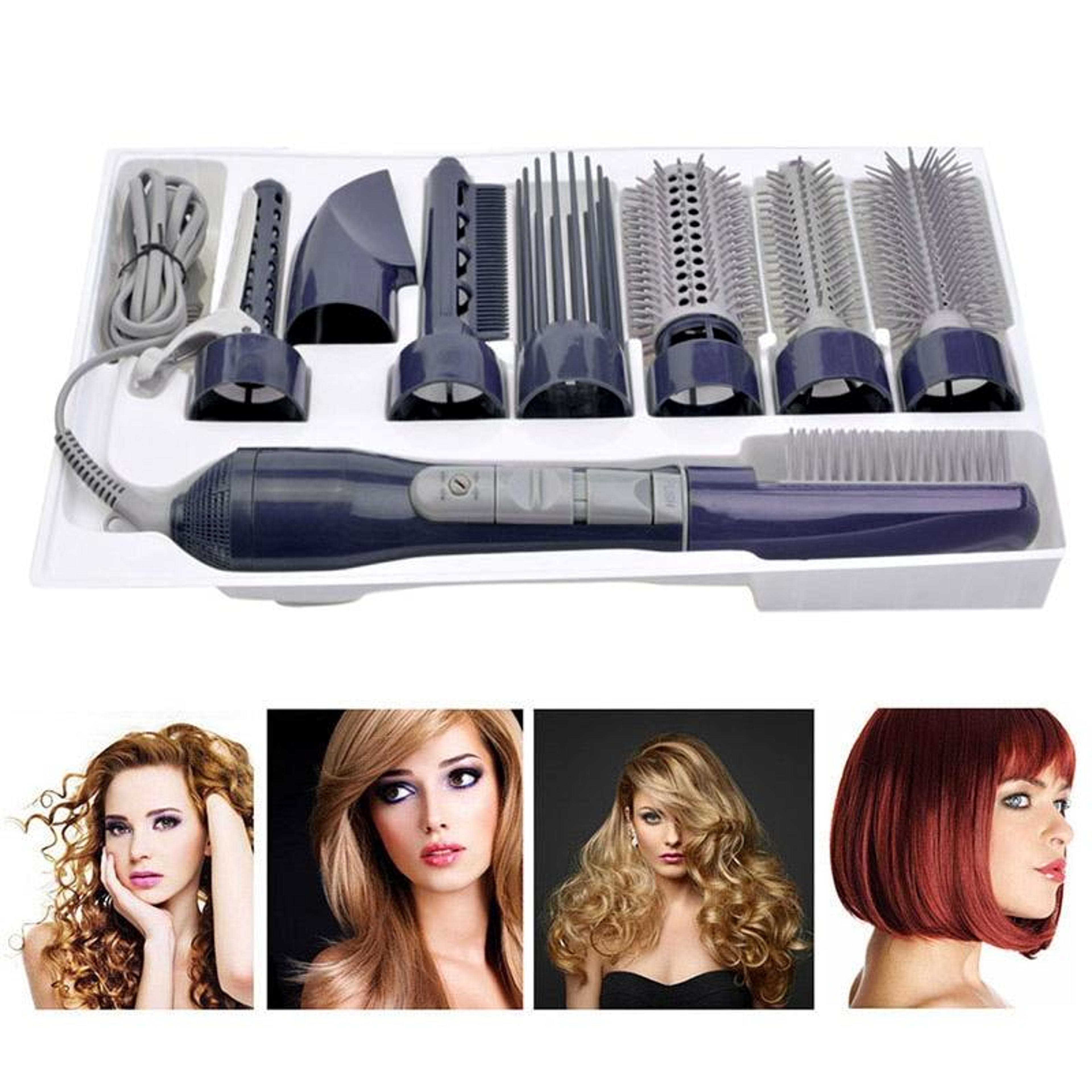 8-in-1 professional hair dryer brush & curler set for travel, styling and fast drying
