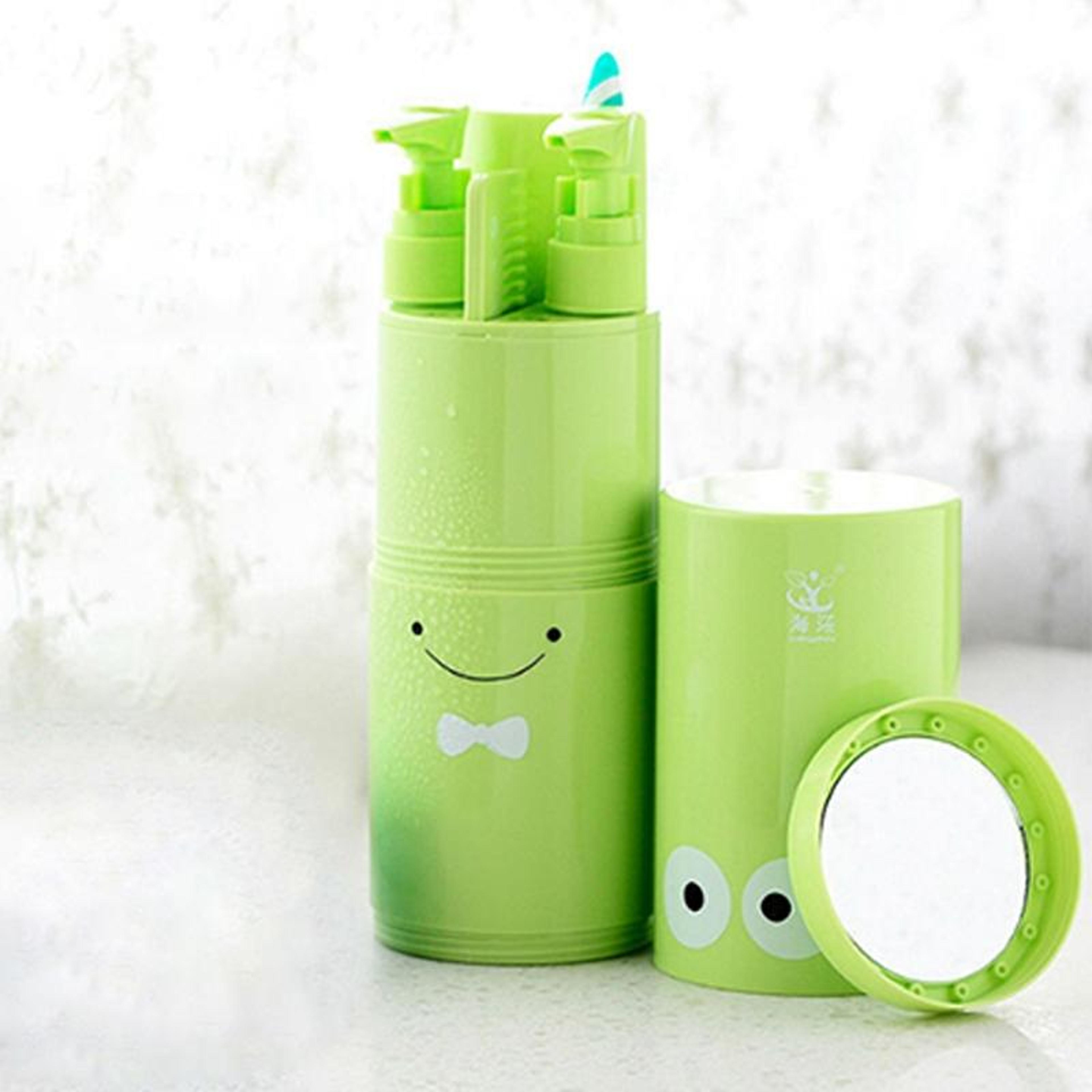 5-in-1 portable travel wash kit with mirror, comb & refillable bottles