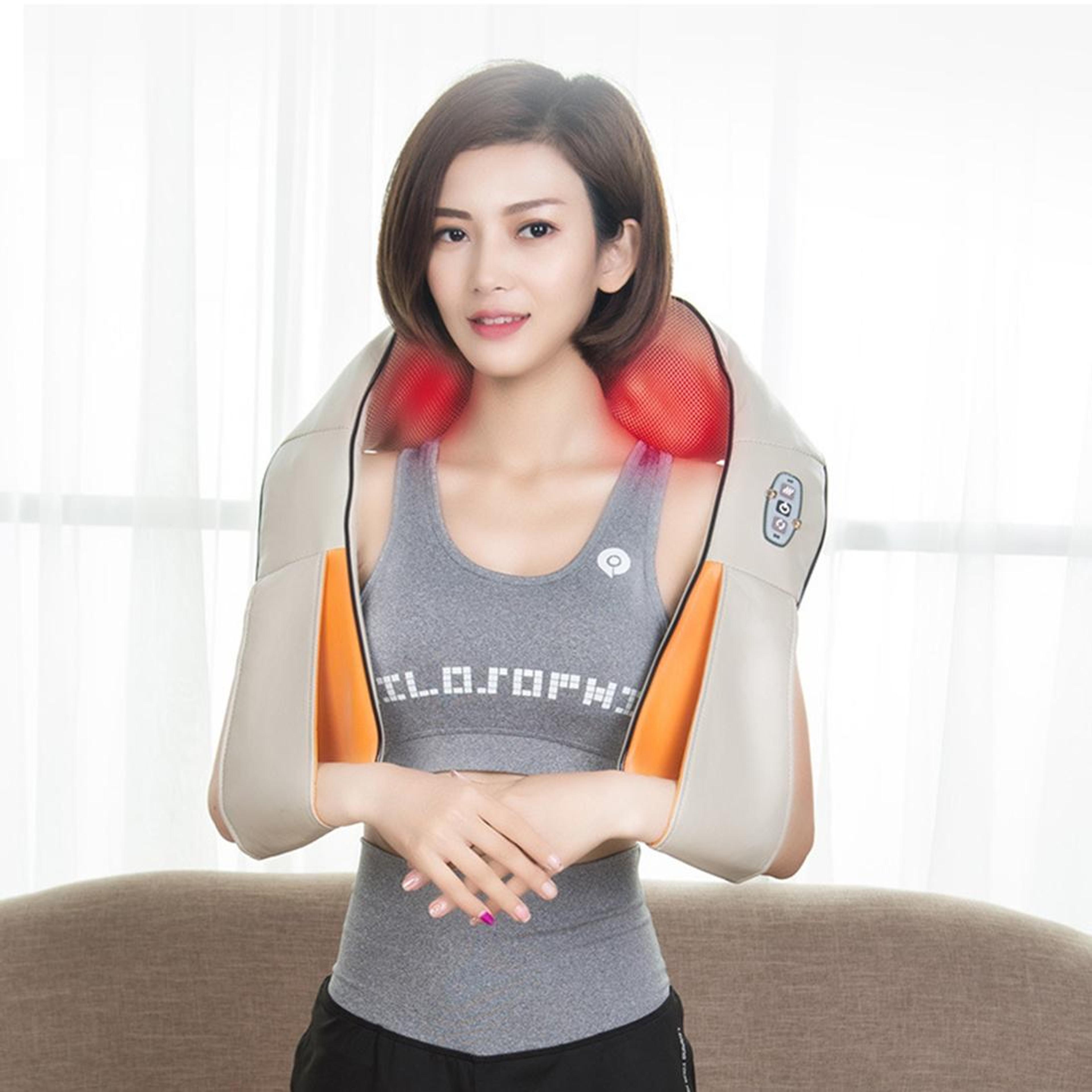 cordless neck and shoulder massager with heat & vibration for deep tissue relaxation
