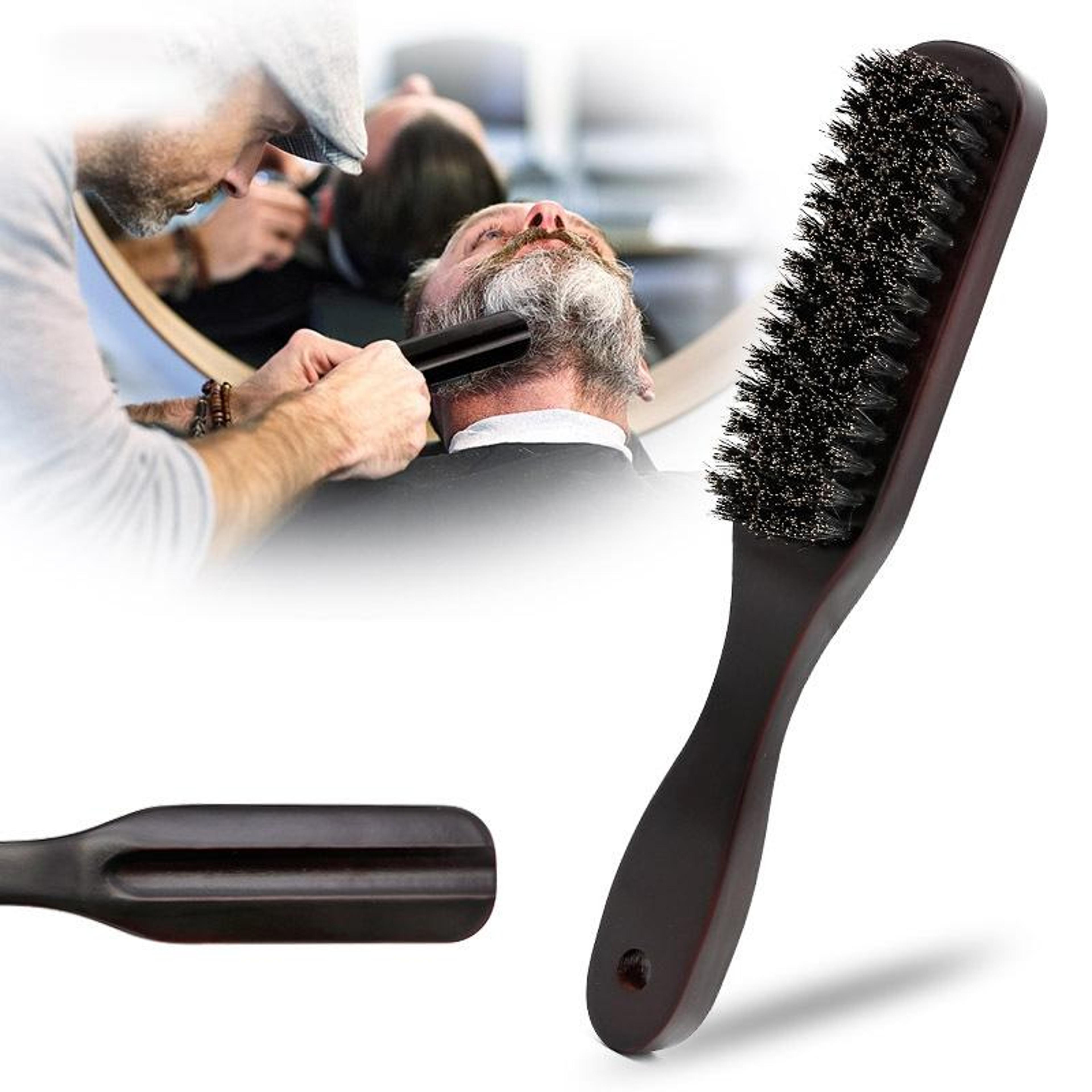 premium boar bristle beard brush with wooden handle for beard grooming & hair styling