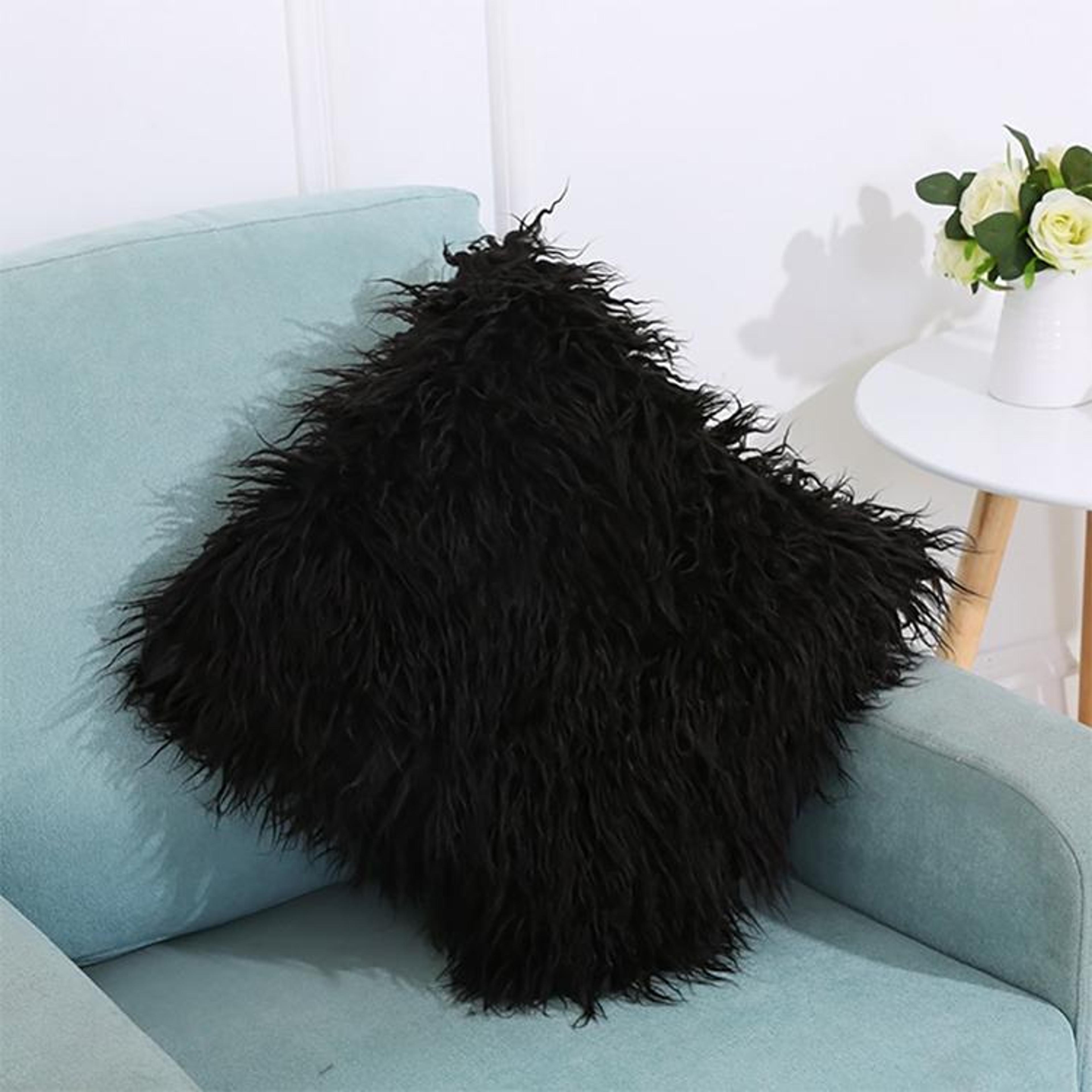 luxury faux fur pillow cover soft velvet plush cushion cover for sofa, bed & cozy room decor
